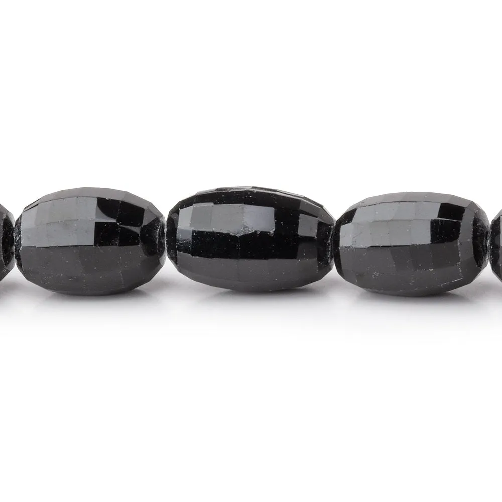 10-13mm Black Spinel Checkerboard Faceted Ovals 16 inch 35 Beads