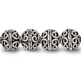 10mm Antiqued Silver Plated Copper Simple Scroll Round 8 inch 21 Beads