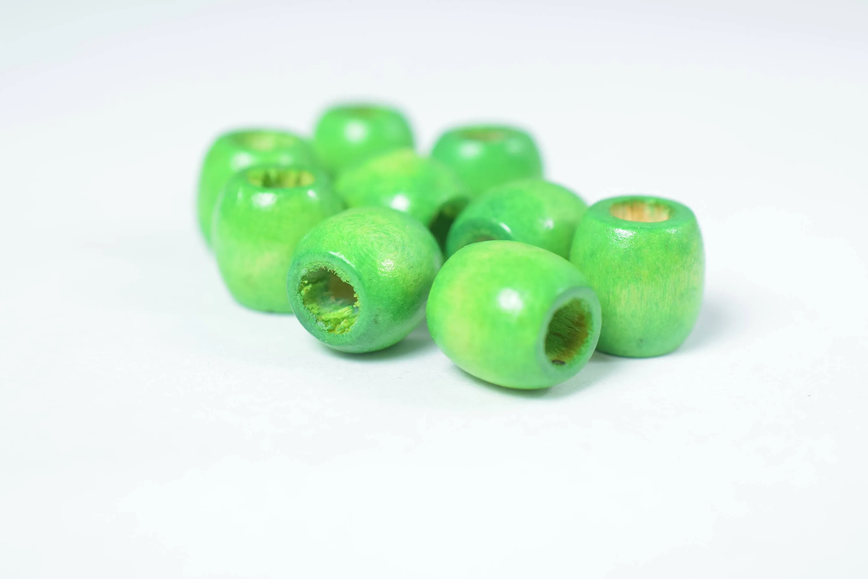 12mm Tube Round Large Hole Green Wooden Beads, Wooden Beading Tools, Large Hole Green Wood Beads,Sold by 1 pack of 250 PCs