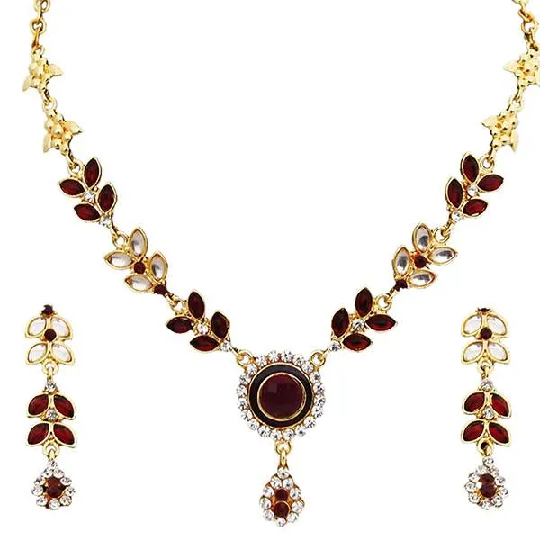 14Fashions Kundan Austrian Stone Gold Plated Necklace Set - 1100101