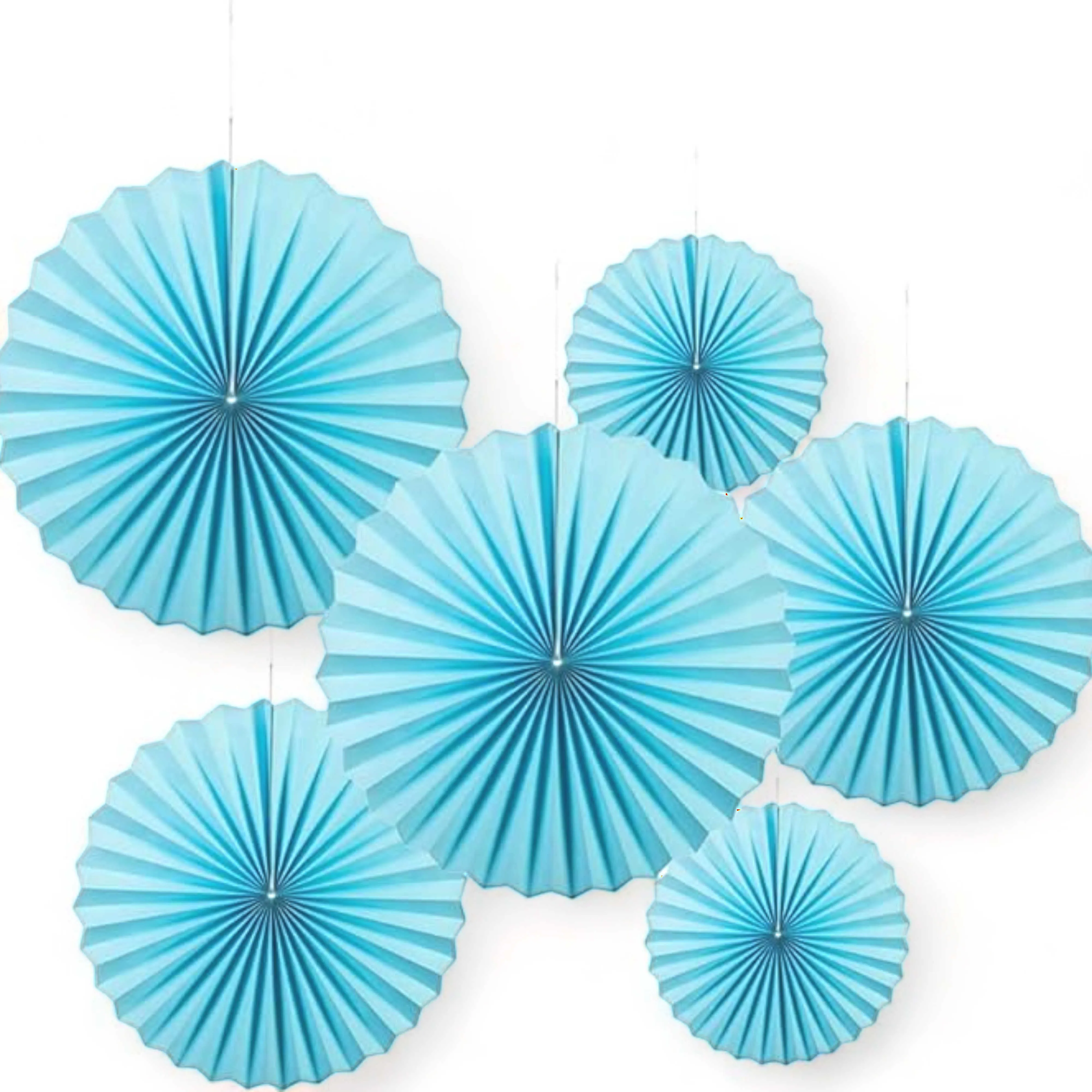 6 Pcs Round Shape Japanese Decorative Backdrop Paper Hanging Fan Set For Party Wedding or Decor