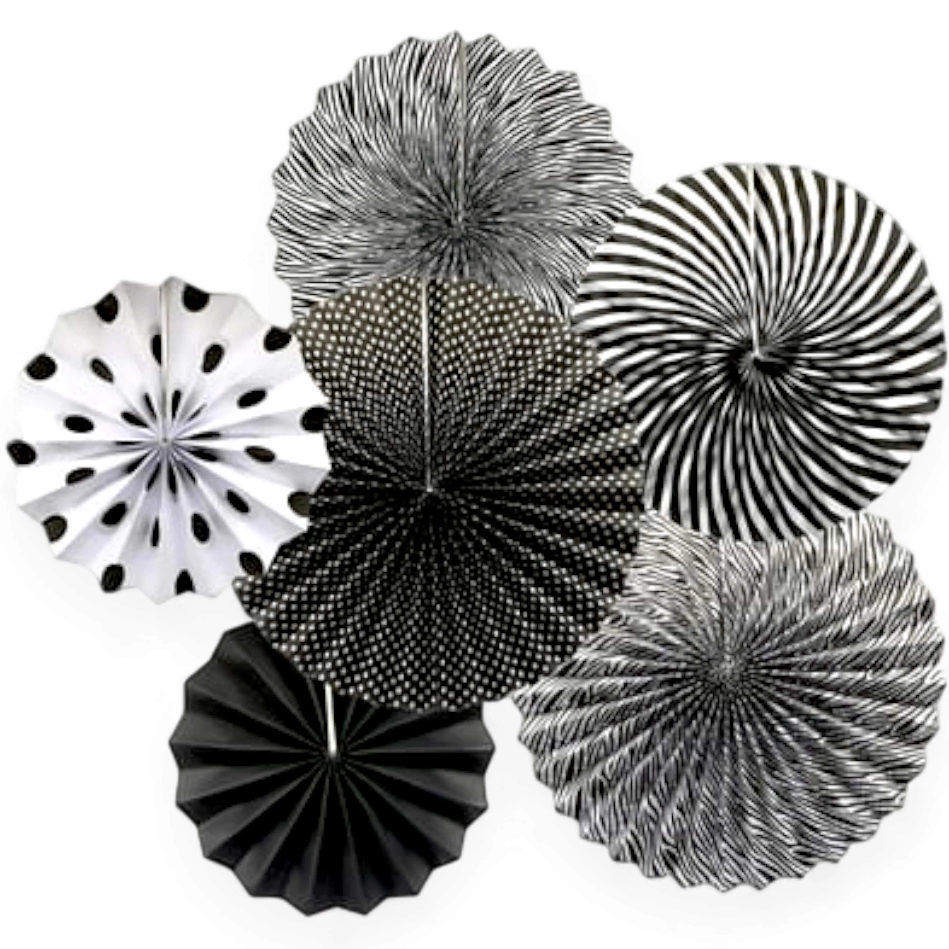 6 Pcs Round Shape Japanese Decorative Backdrop Paper Hanging Fan Set For Party Wedding or Decor