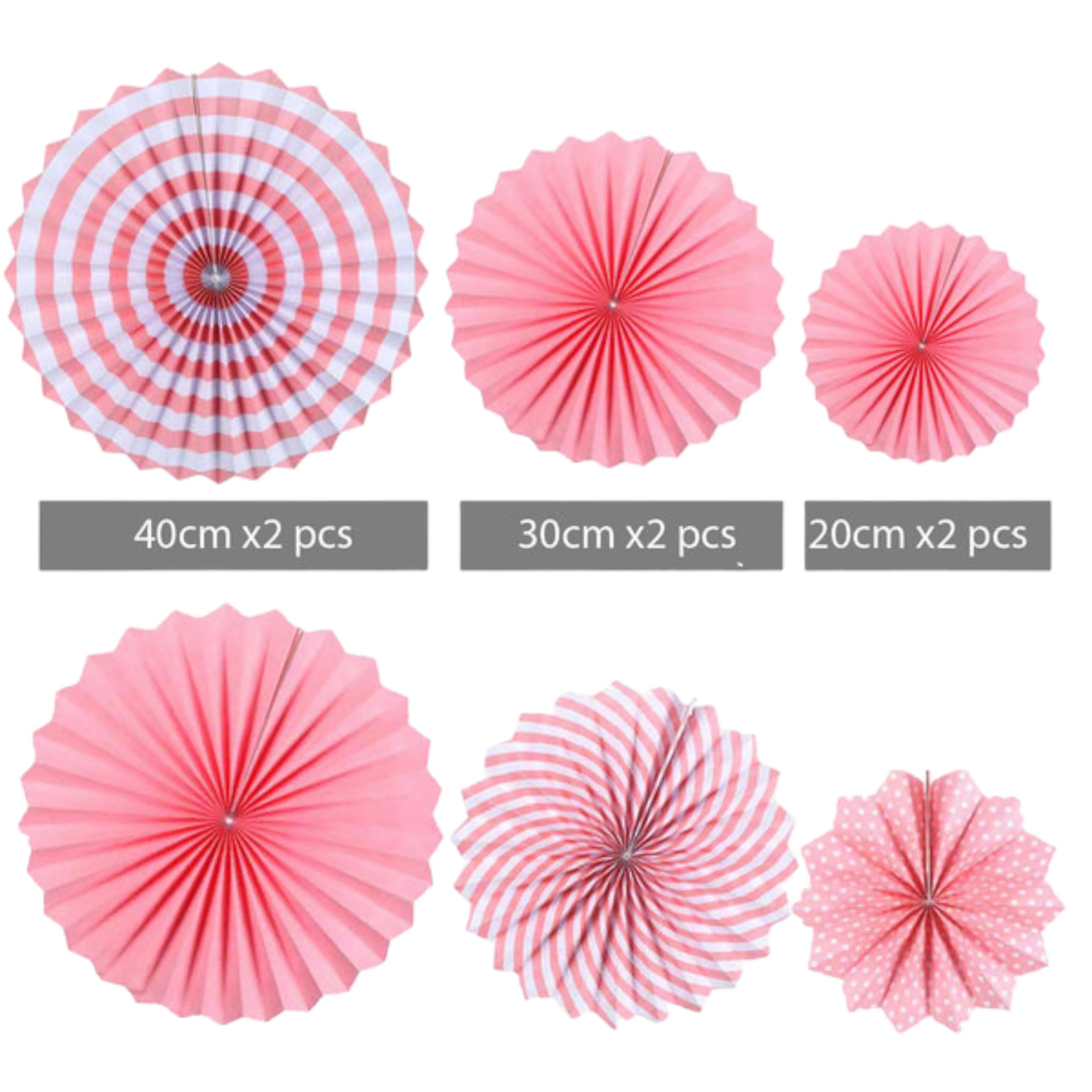 6 Pcs Round Shape Japanese Decorative Backdrop Paper Hanging Fan Set For Party Wedding or Decor