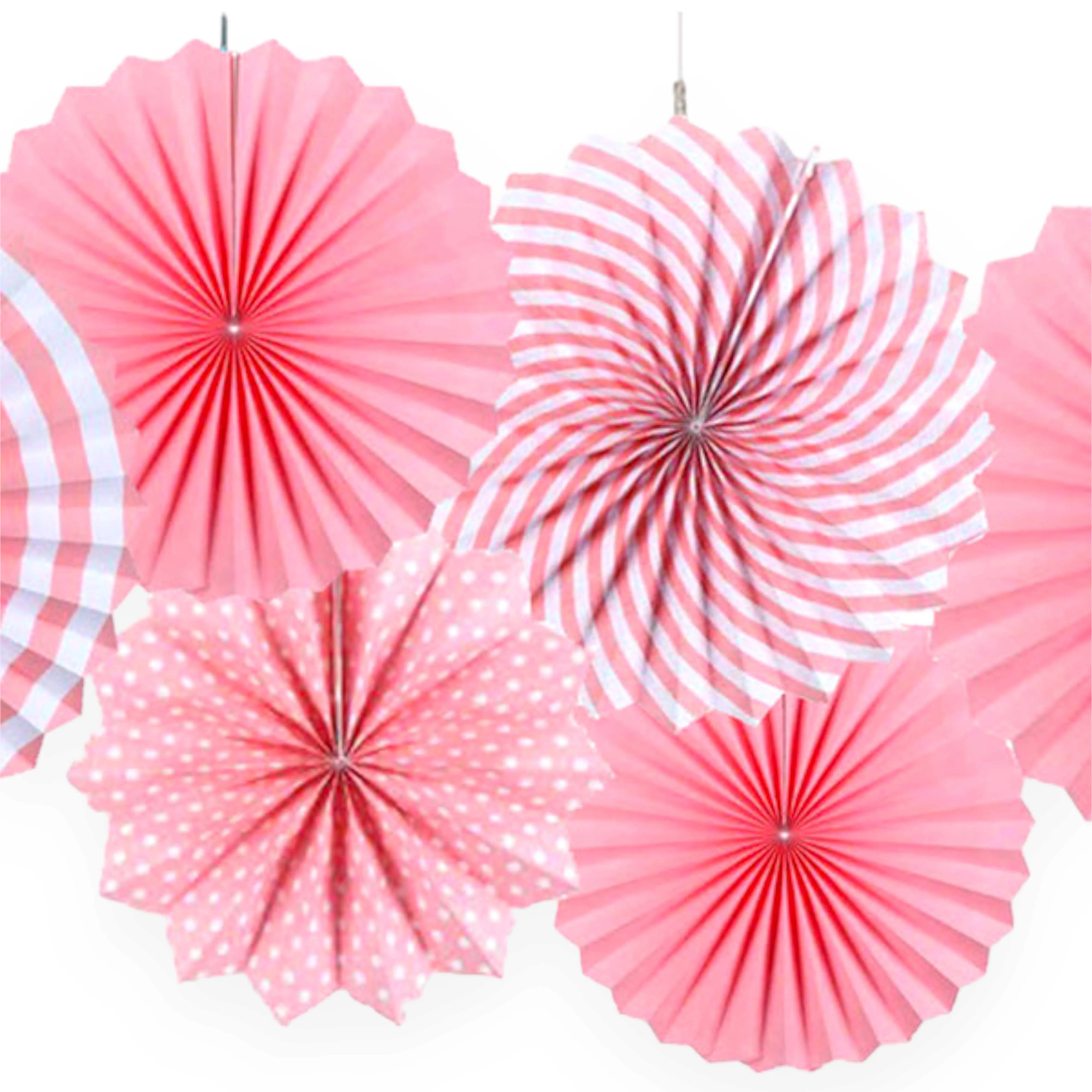 6 Pcs Round Shape Japanese Decorative Backdrop Paper Hanging Fan Set For Party Wedding or Decor