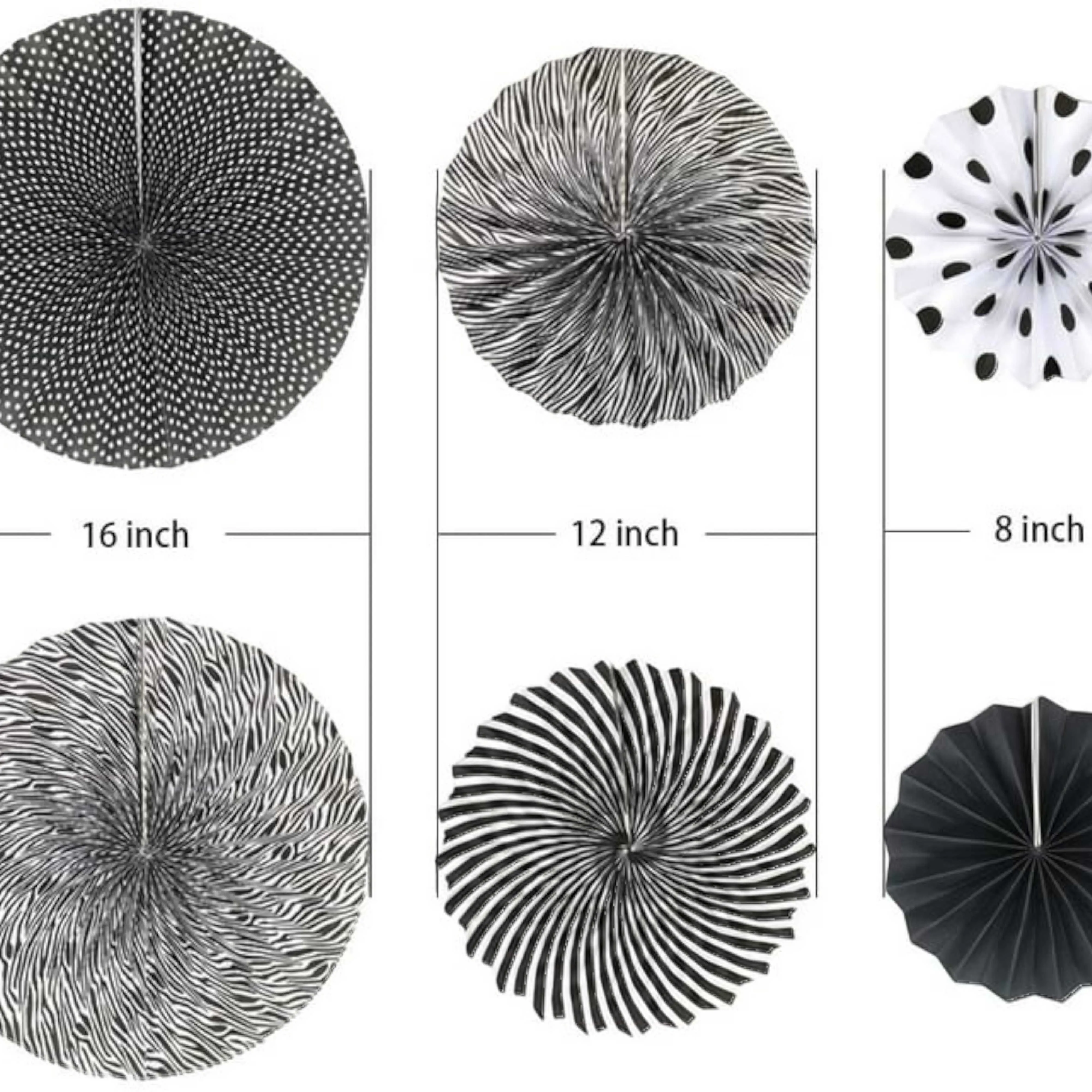 6 Pcs Round Shape Japanese Decorative Backdrop Paper Hanging Fan Set For Party Wedding or Decor