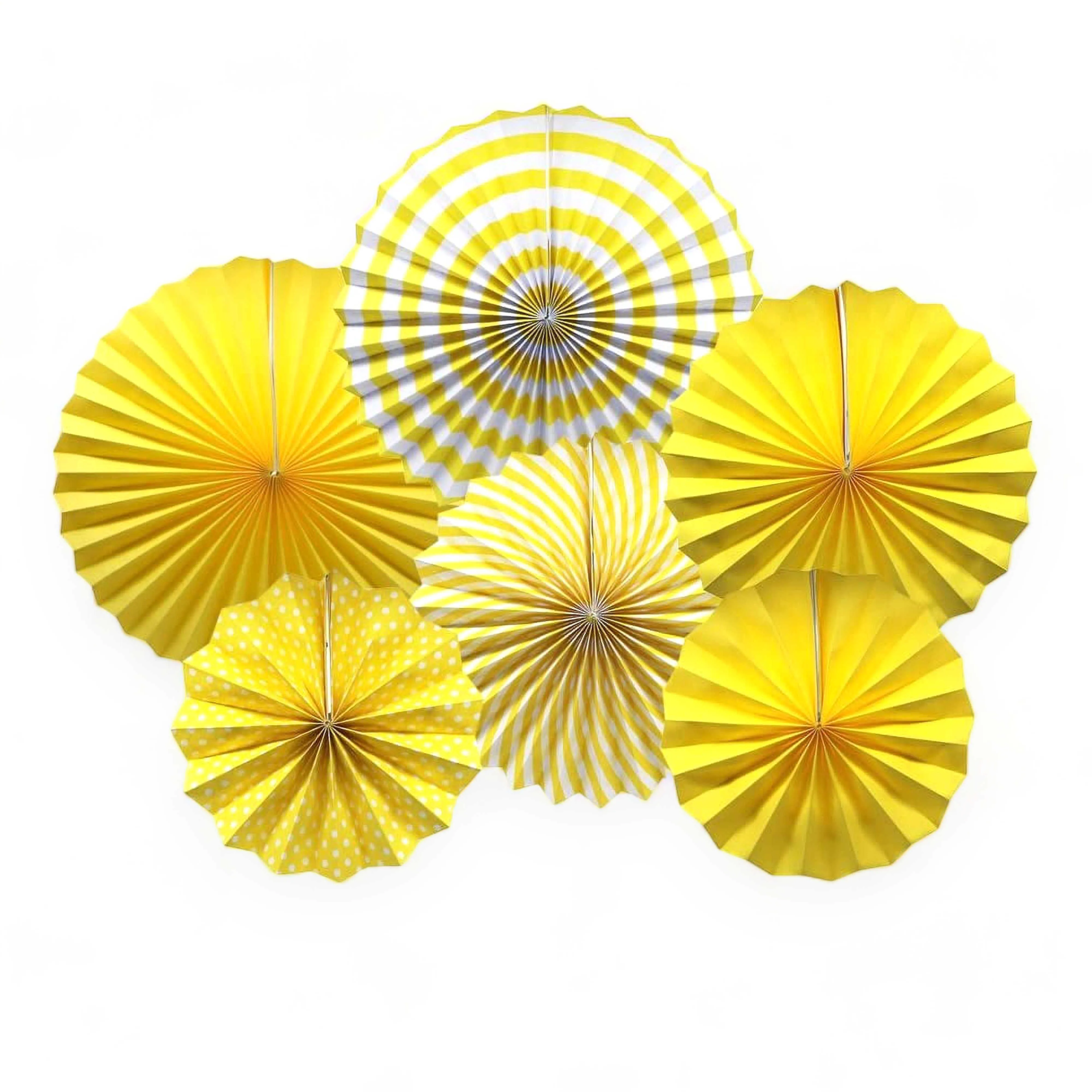 6 Pcs Round Shape Japanese Decorative Backdrop Paper Hanging Fan Set For Party Wedding or Decor