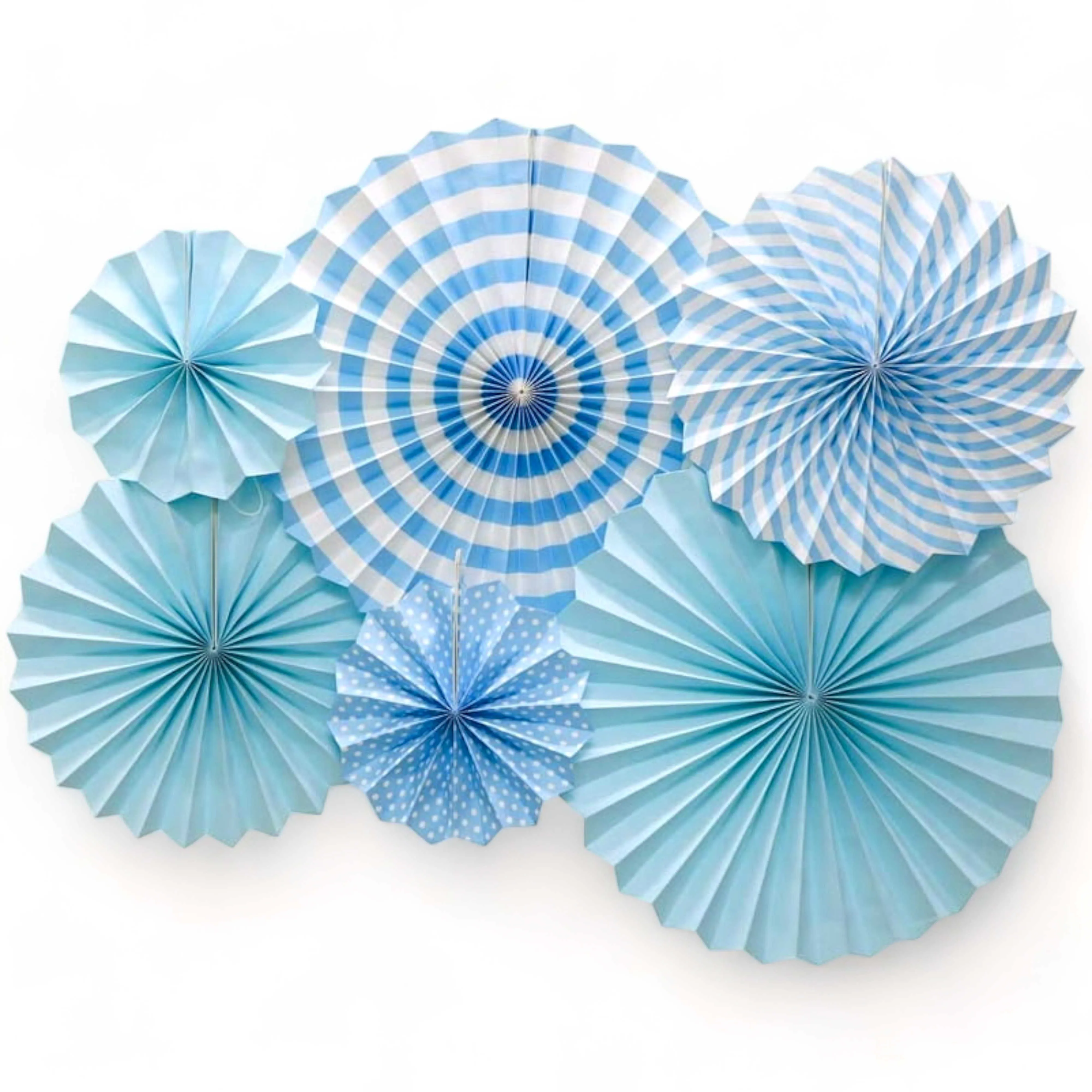 6 Pcs Round Shape Japanese Decorative Backdrop Paper Hanging Fan Set For Party Wedding or Decor