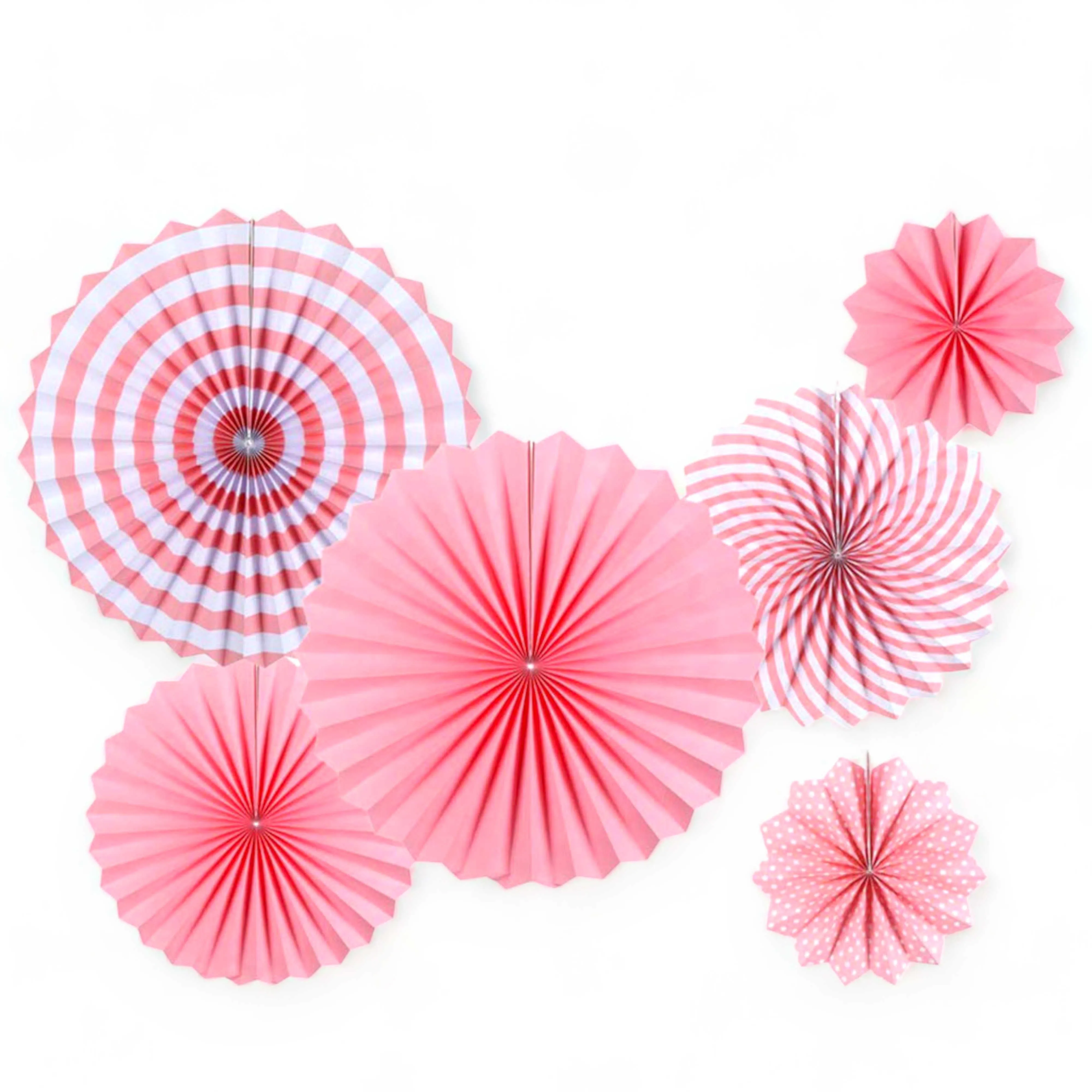 6 Pcs Round Shape Japanese Decorative Backdrop Paper Hanging Fan Set For Party Wedding or Decor