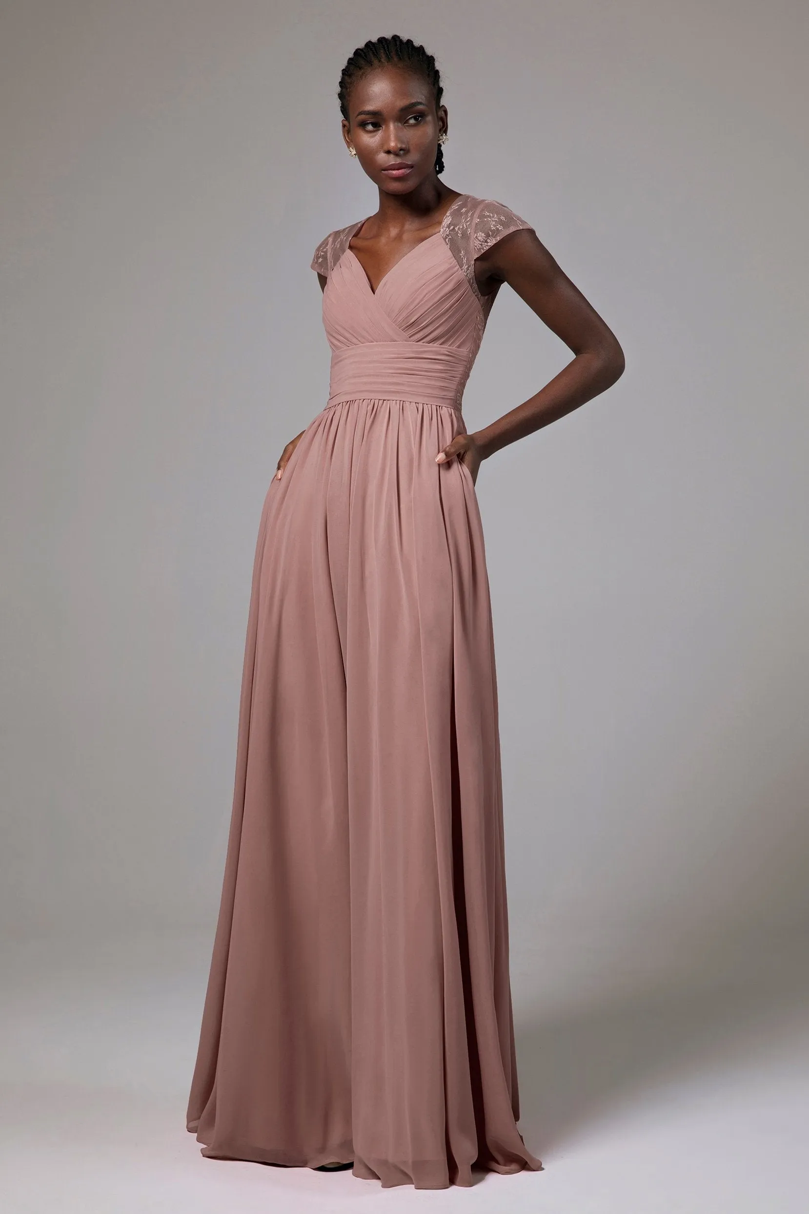 A-Line Floor Length Chiffon Bridesmaid Dress CB0390