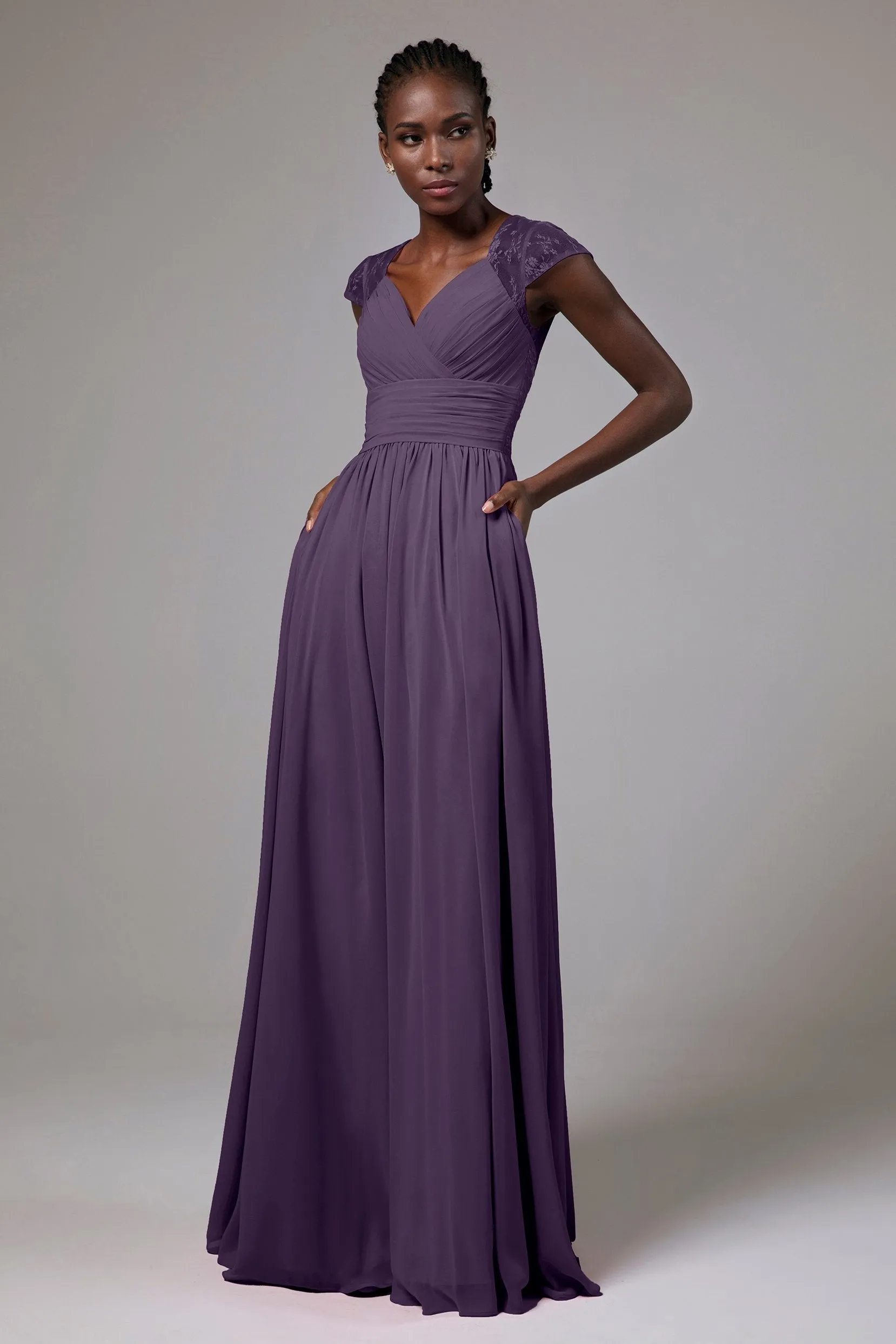 A-Line Floor Length Chiffon Bridesmaid Dress CB0390