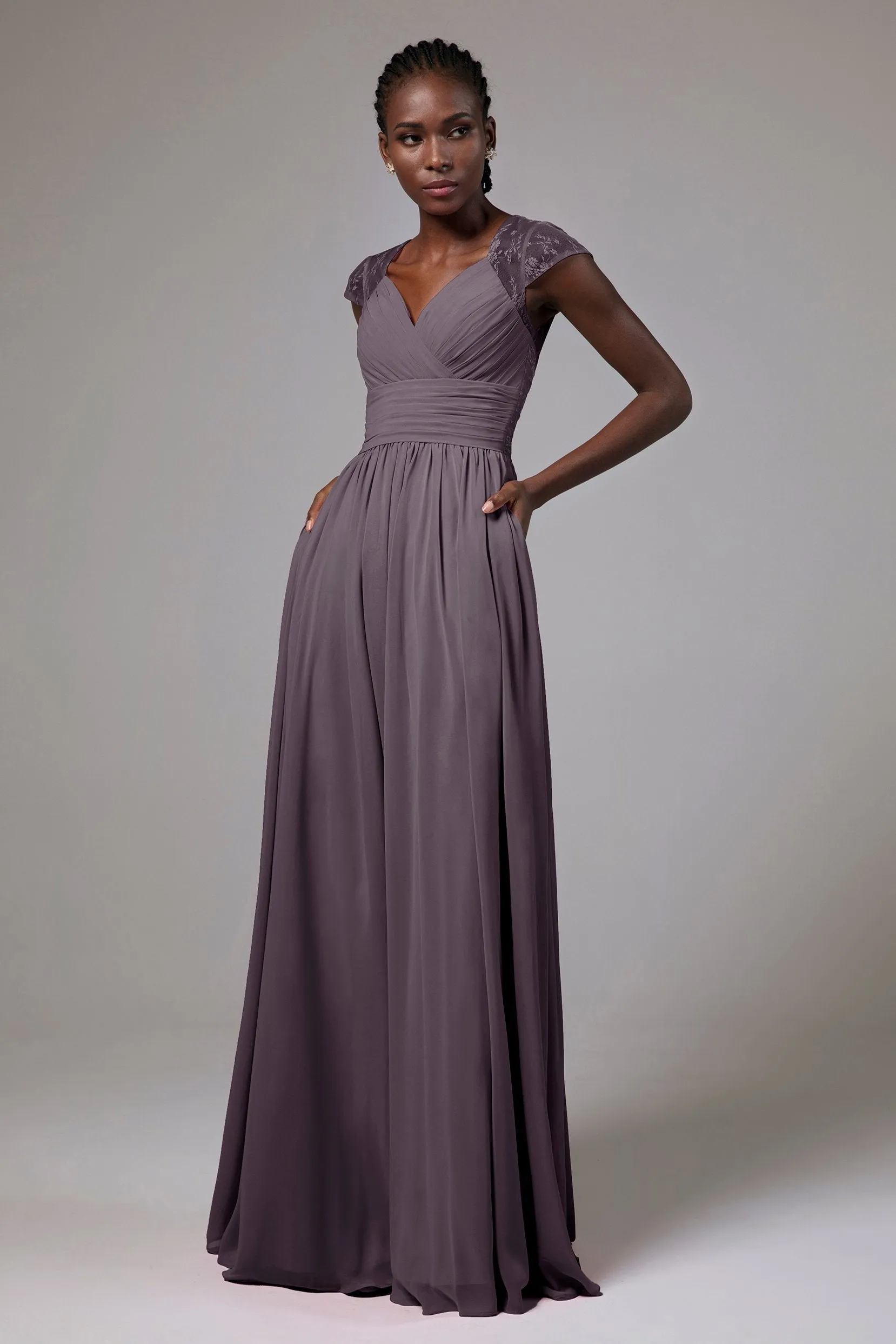 A-Line Floor Length Chiffon Bridesmaid Dress CB0390