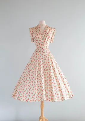 Absolutely Stunning 1950's Traina-Norell Silk Carnation Print Dress / SM