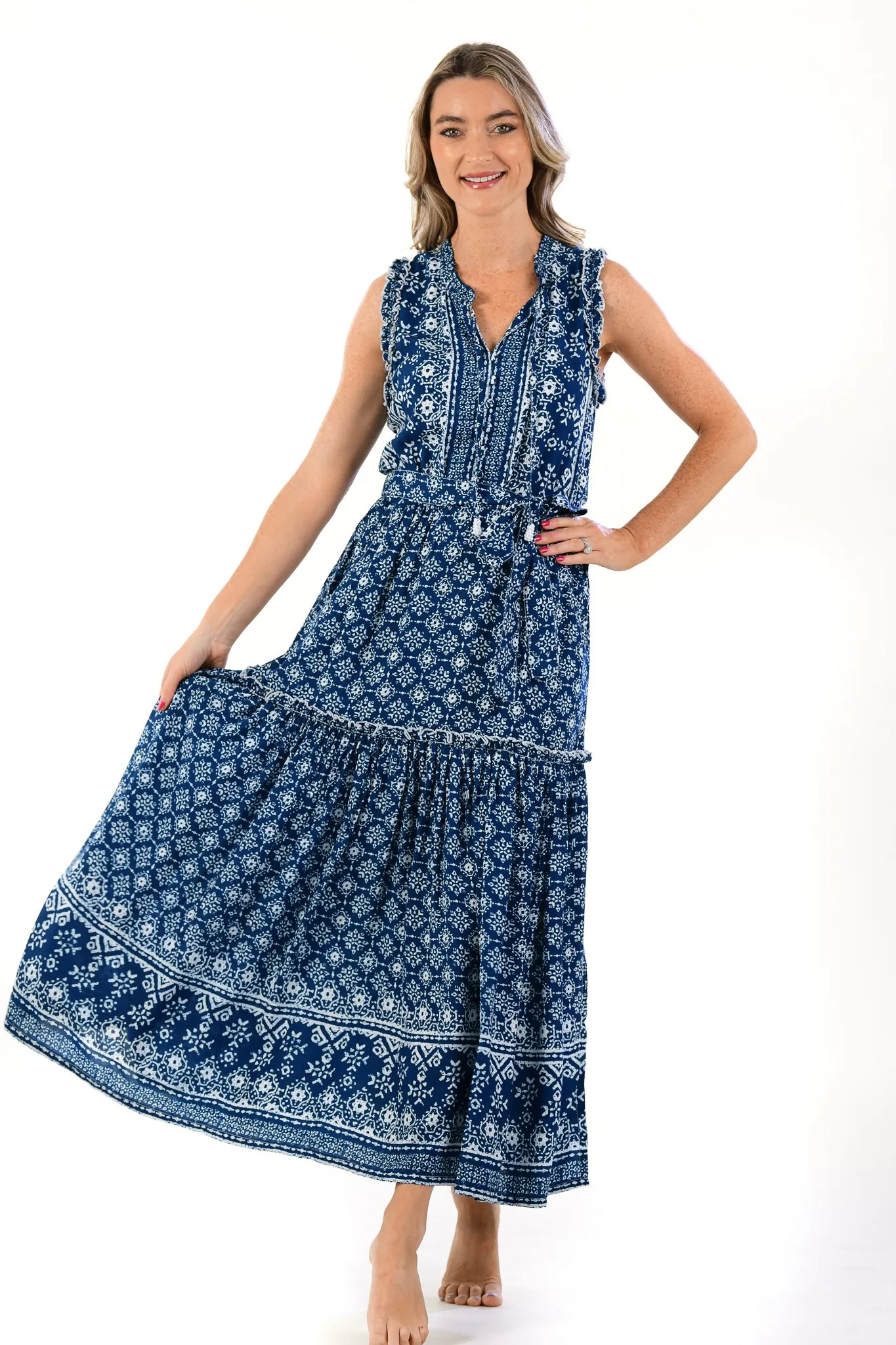 Alexis Dress / Indigo Geo