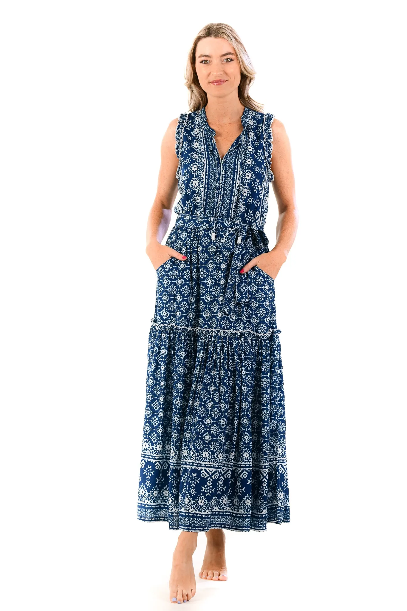 Alexis Dress / Indigo Geo