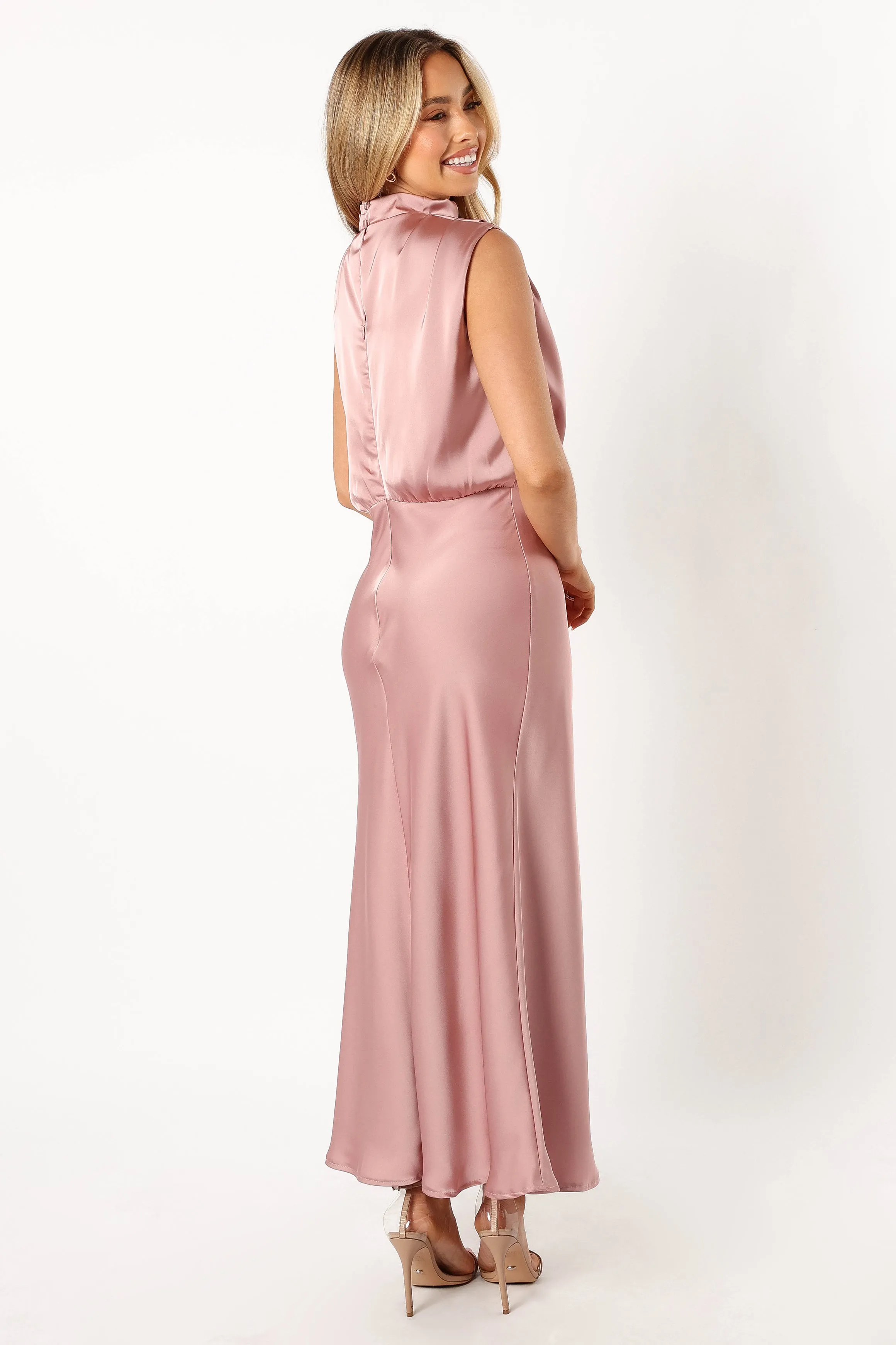 Anabelle Halter Neck Midi Dress - Blush