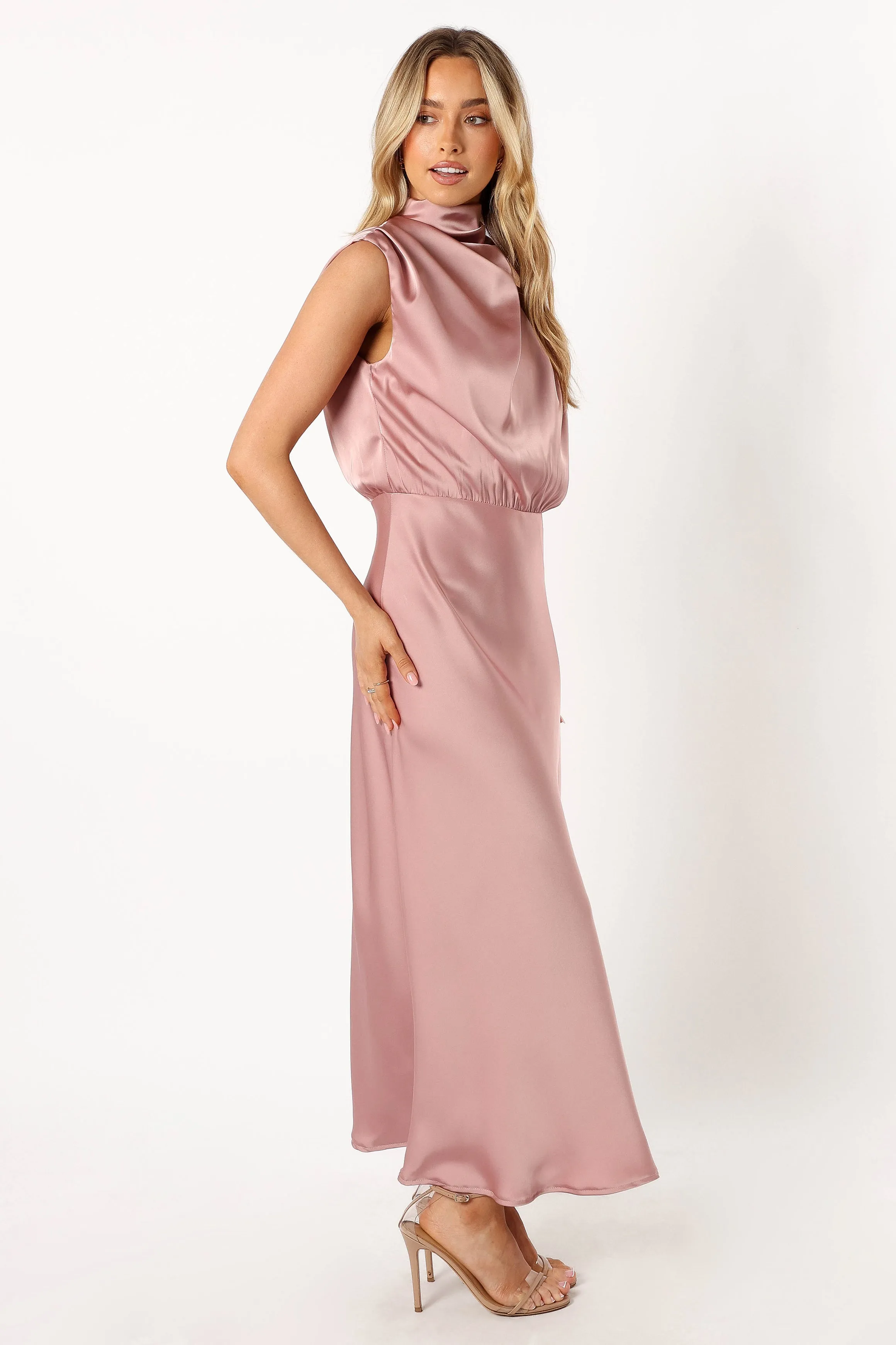 Anabelle Halter Neck Midi Dress - Blush