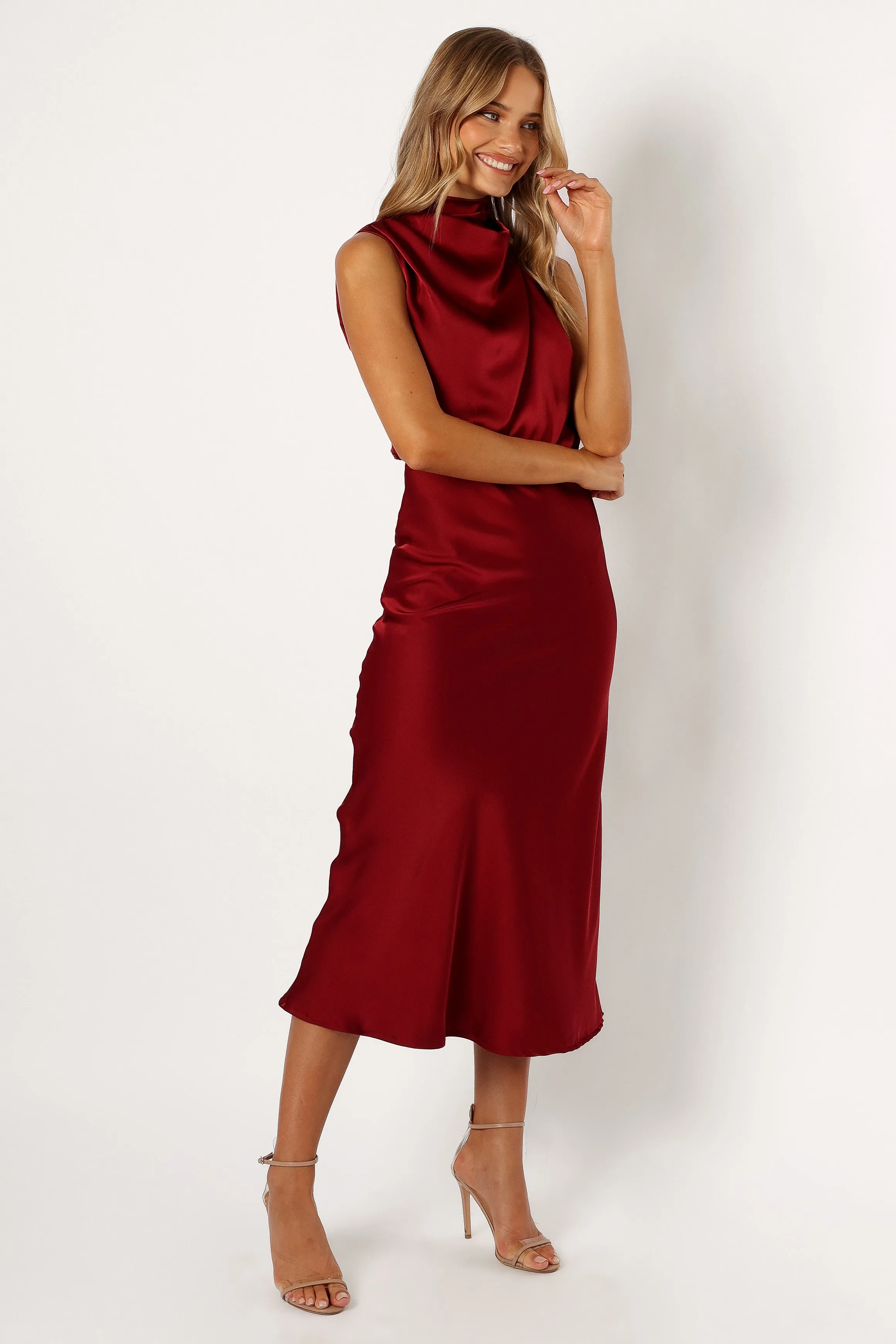 Anabelle Halter Neck Midi Dress - Wine