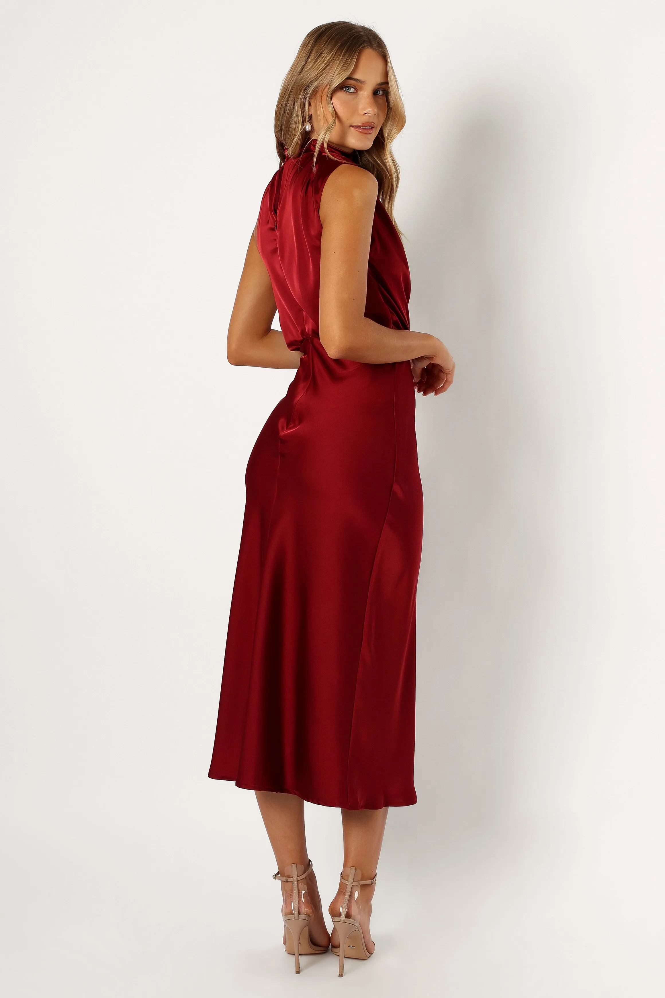 Anabelle Halter Neck Midi Dress - Wine