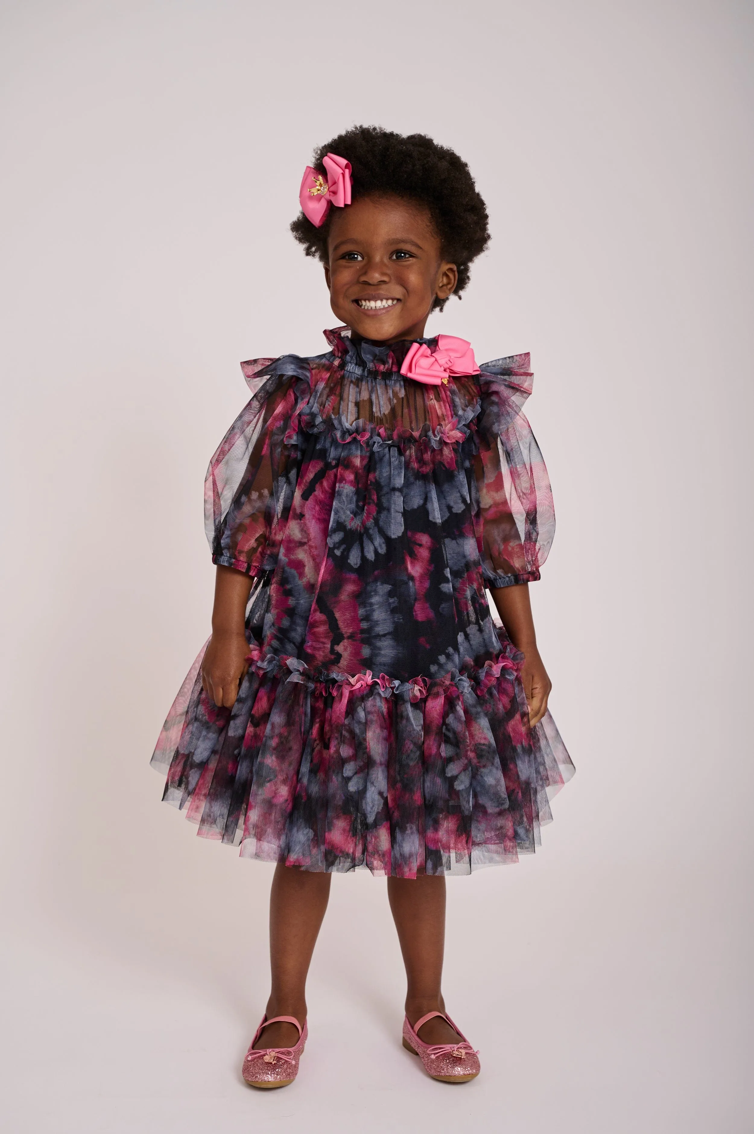 Angels Face Girls Myrtle Tie Dye Dress in Navy