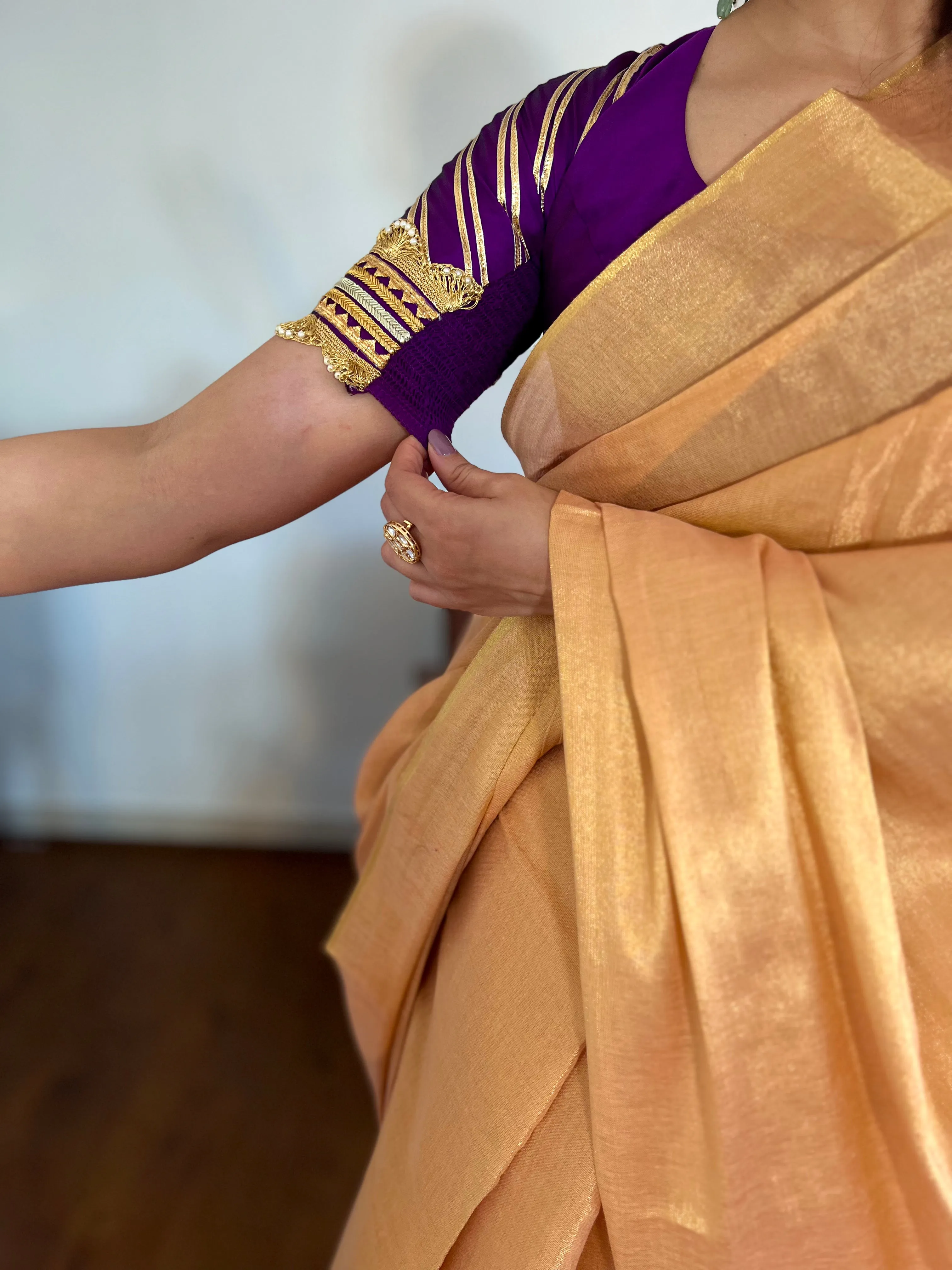 Anisha x Tyohaar | Elbow Sleeves Saree Blouse in Purple