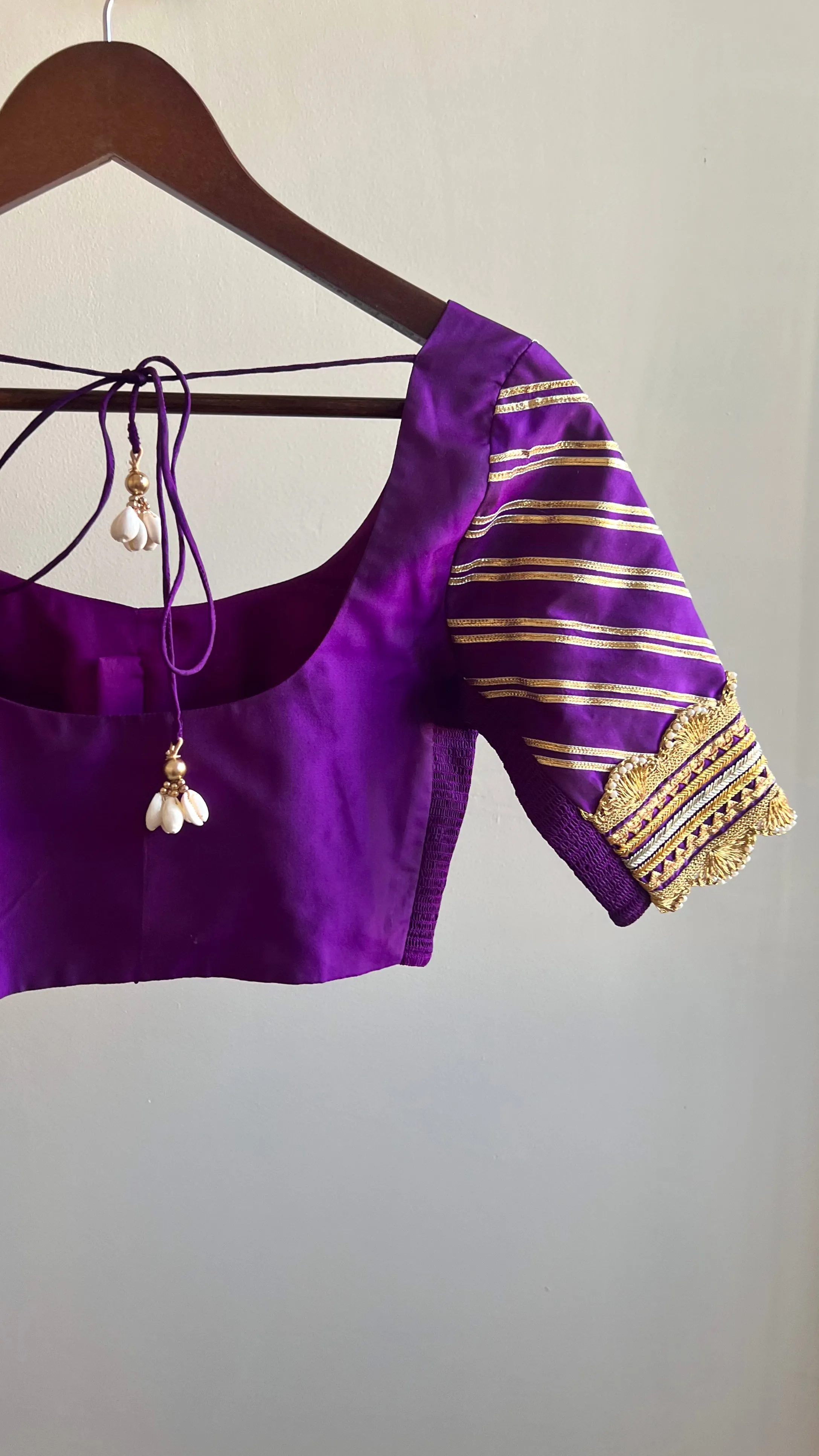 Anisha x Tyohaar | Elbow Sleeves Saree Blouse in Purple