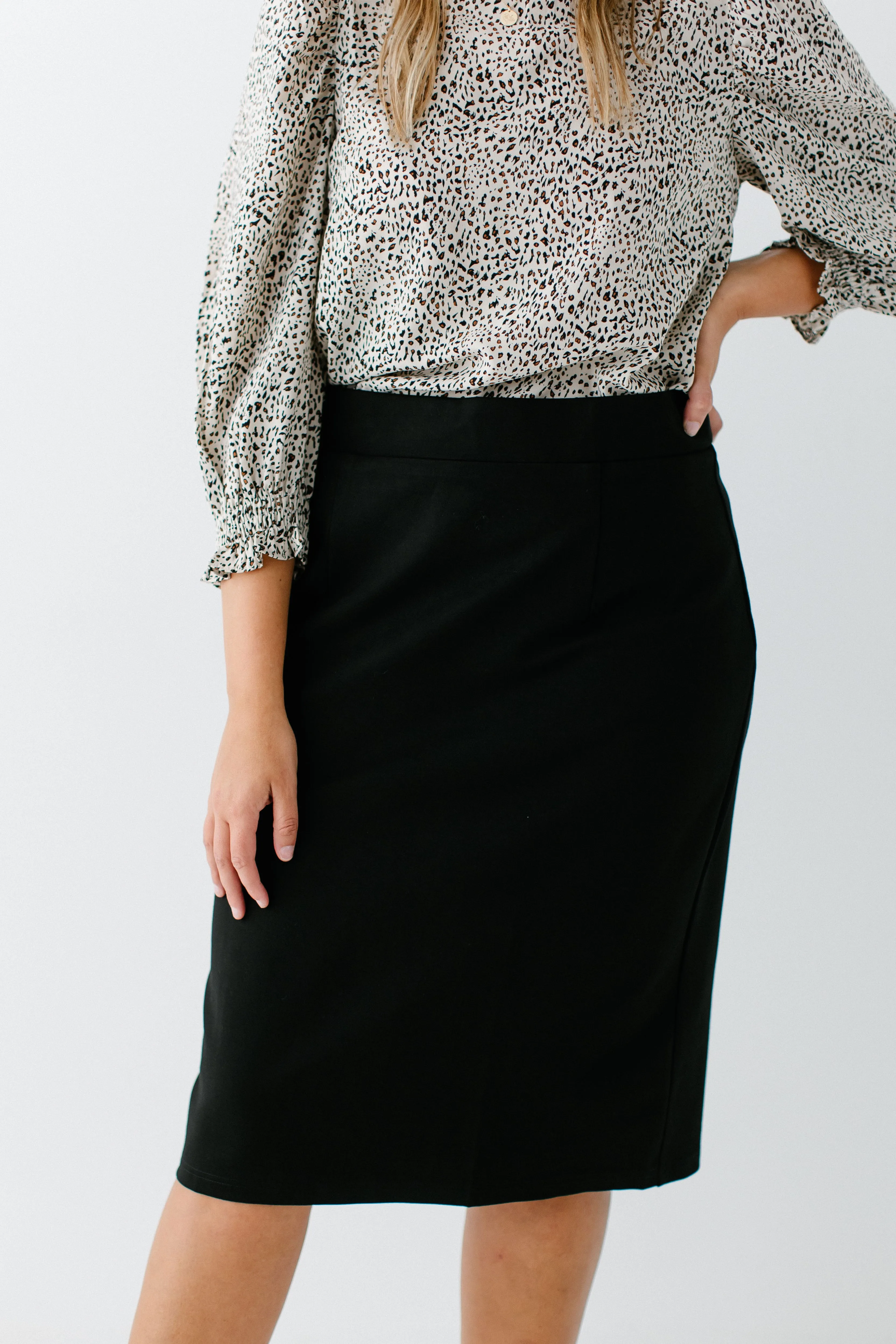 'Anna' Pencil Skirt in Black