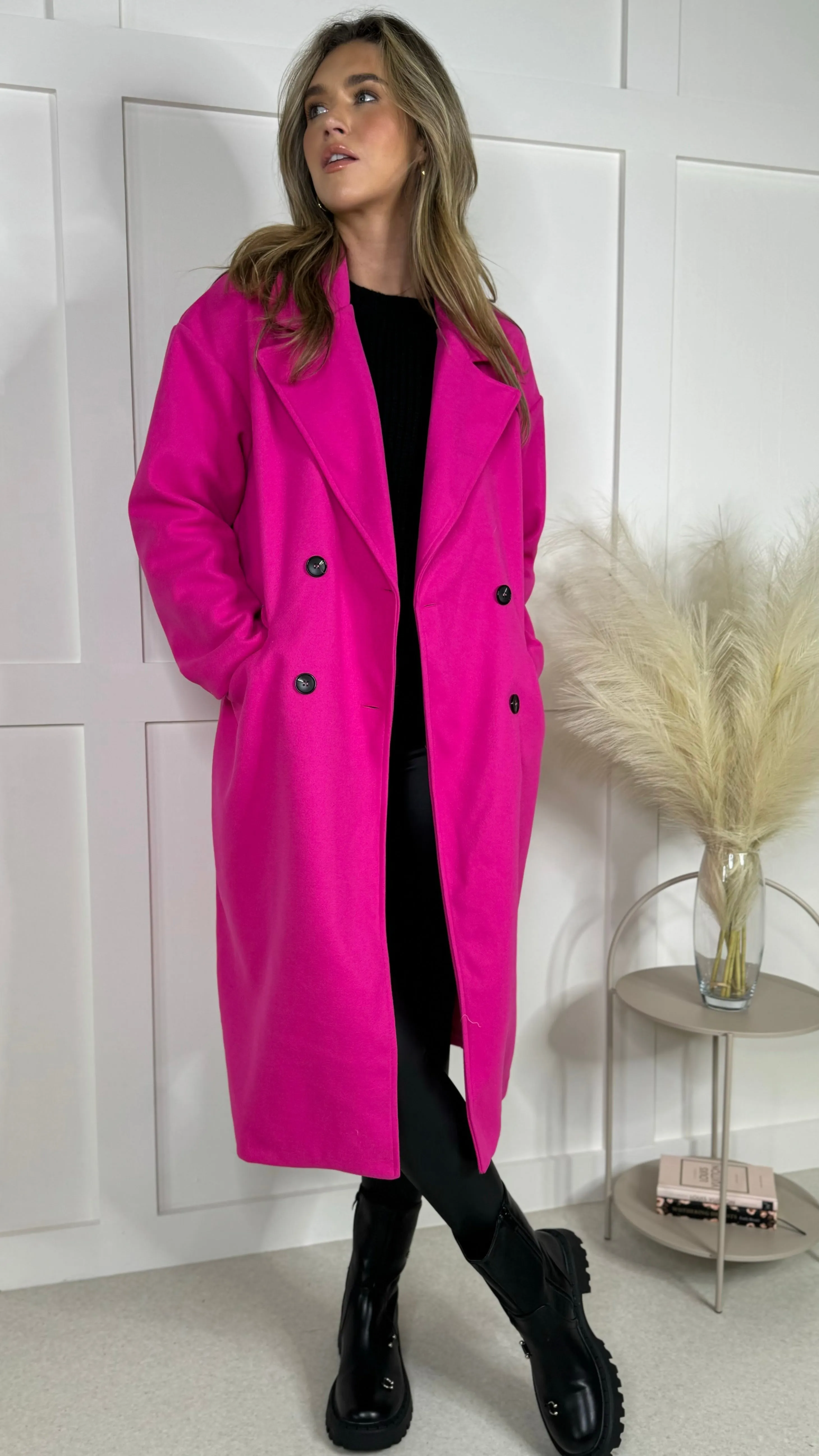 Arielle Pink Midi Length Coat