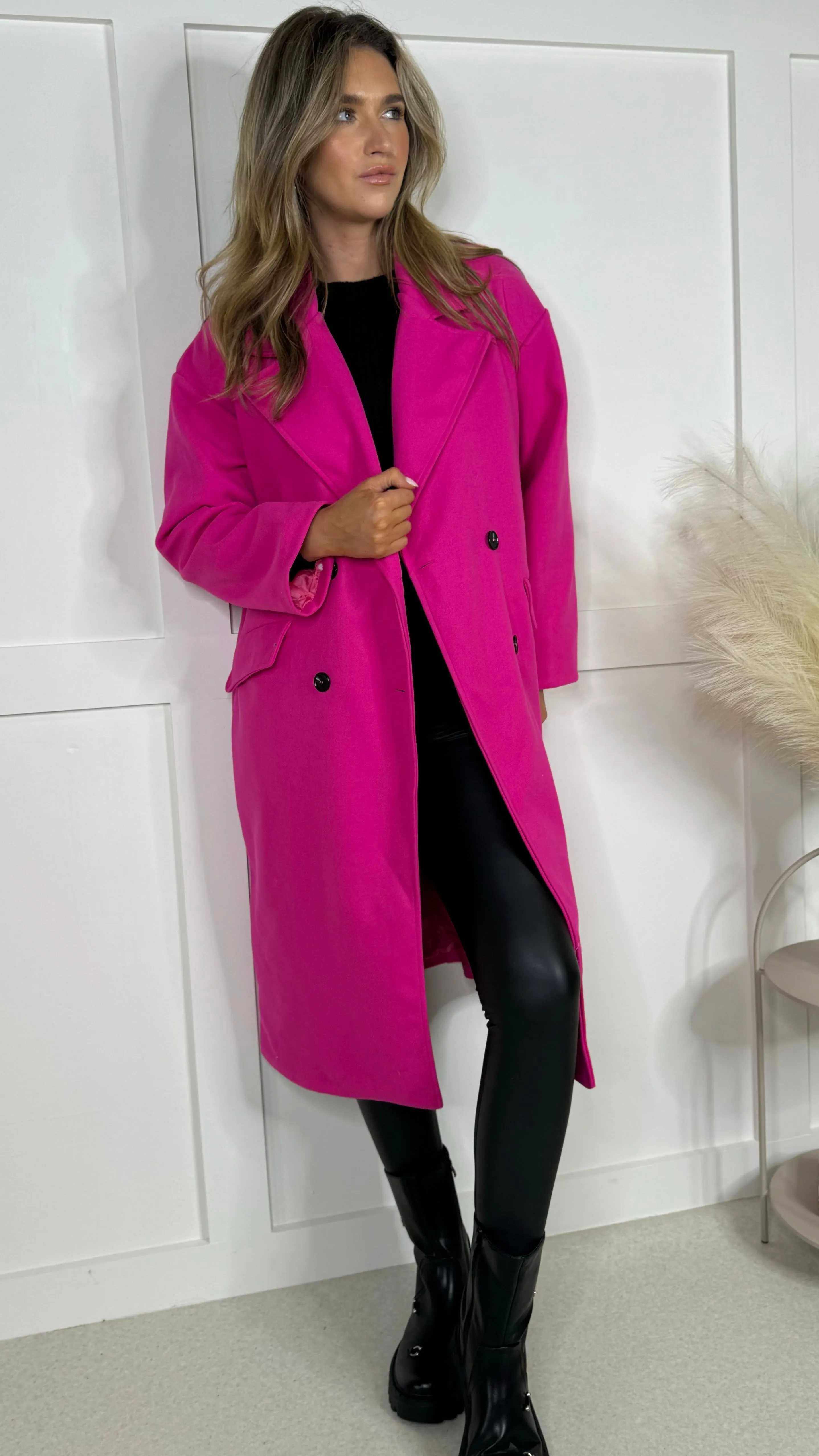 Arielle Pink Midi Length Coat