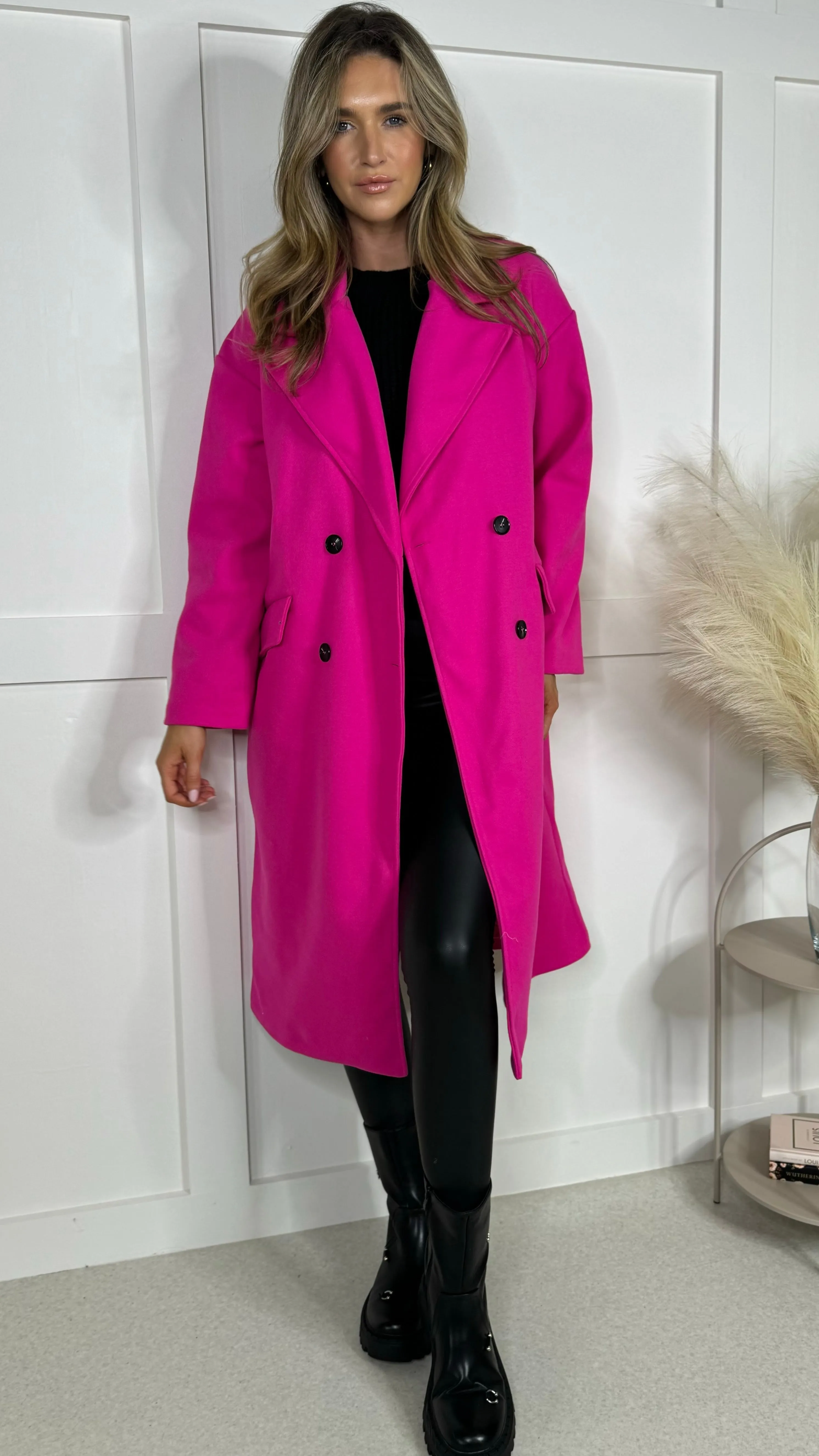 Arielle Pink Midi Length Coat