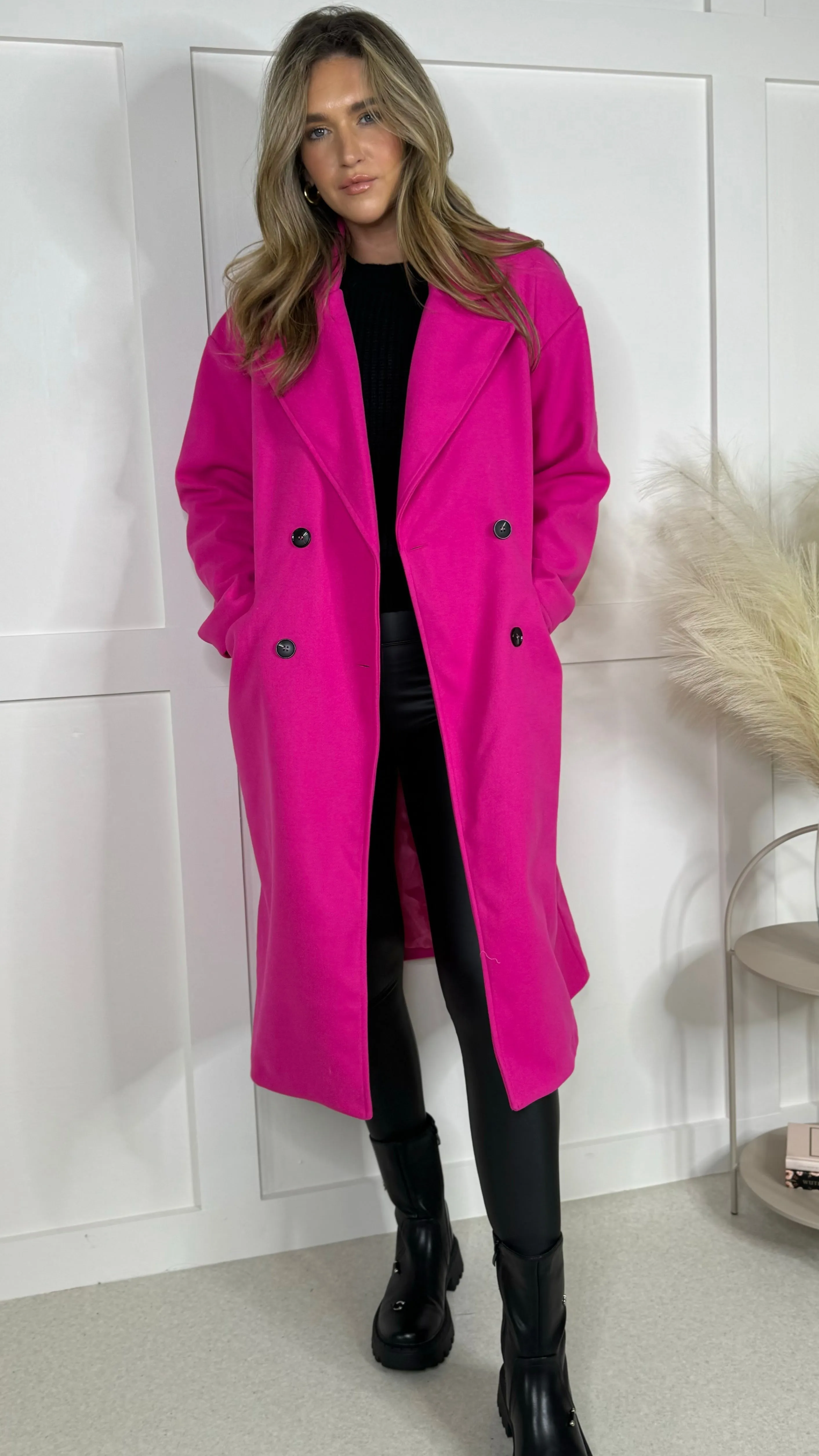 Arielle Pink Midi Length Coat