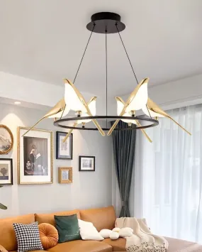 Aves 6-Sitting Birds Chandelier