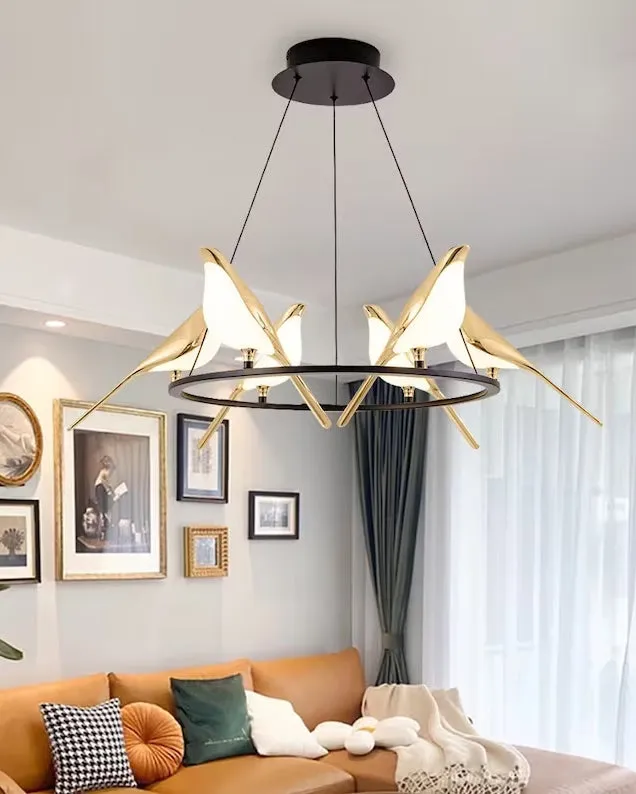 Aves 6-Sitting Birds Chandelier