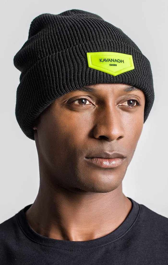 Black Beanie With Neon Green GK Plaque