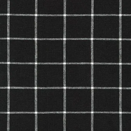 Black Essex Yarn Dyed Linen/Cotton Blend Grid