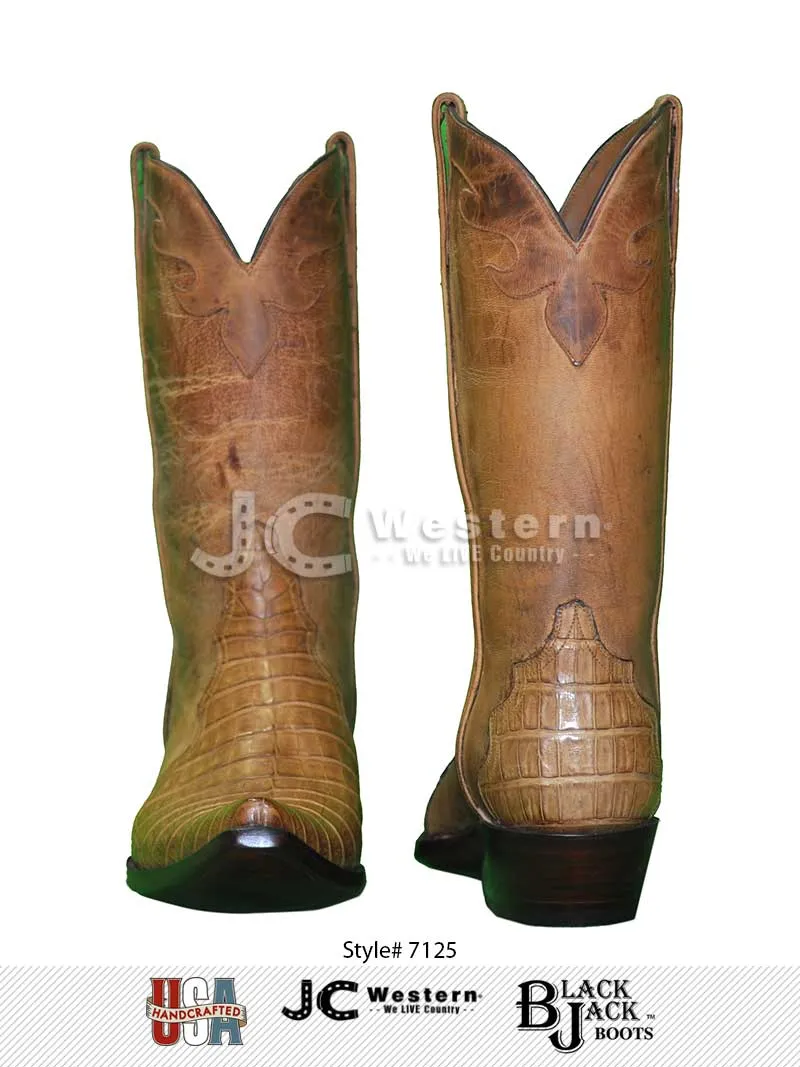 Black Jack 7125 Mens Caiman Belly Triad Boots Saddle Tan