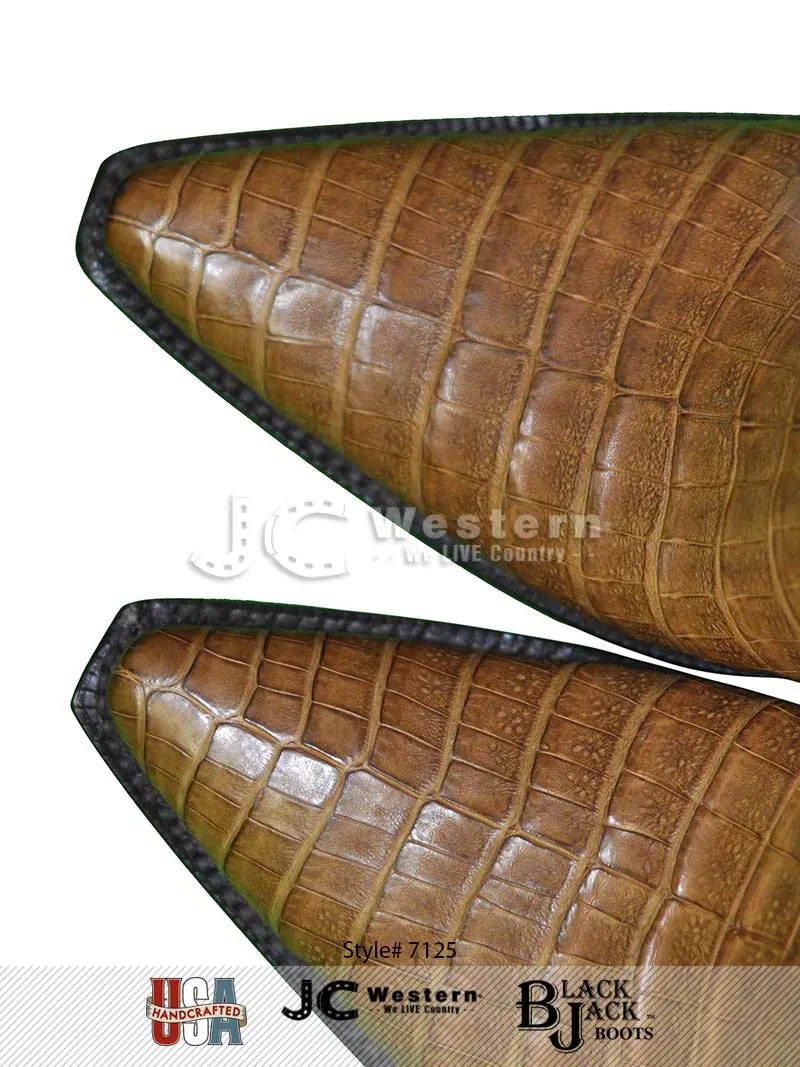 Black Jack 7125 Mens Caiman Belly Triad Boots Saddle Tan