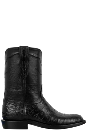 Black Jack Men's Caiman Belly Roper Boots - Black