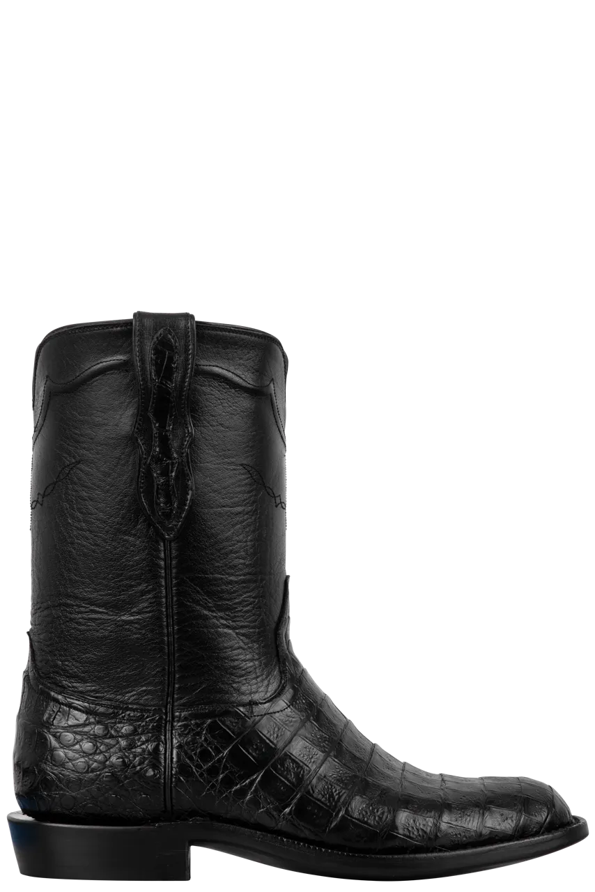 Black Jack Men's Caiman Belly Roper Boots - Black