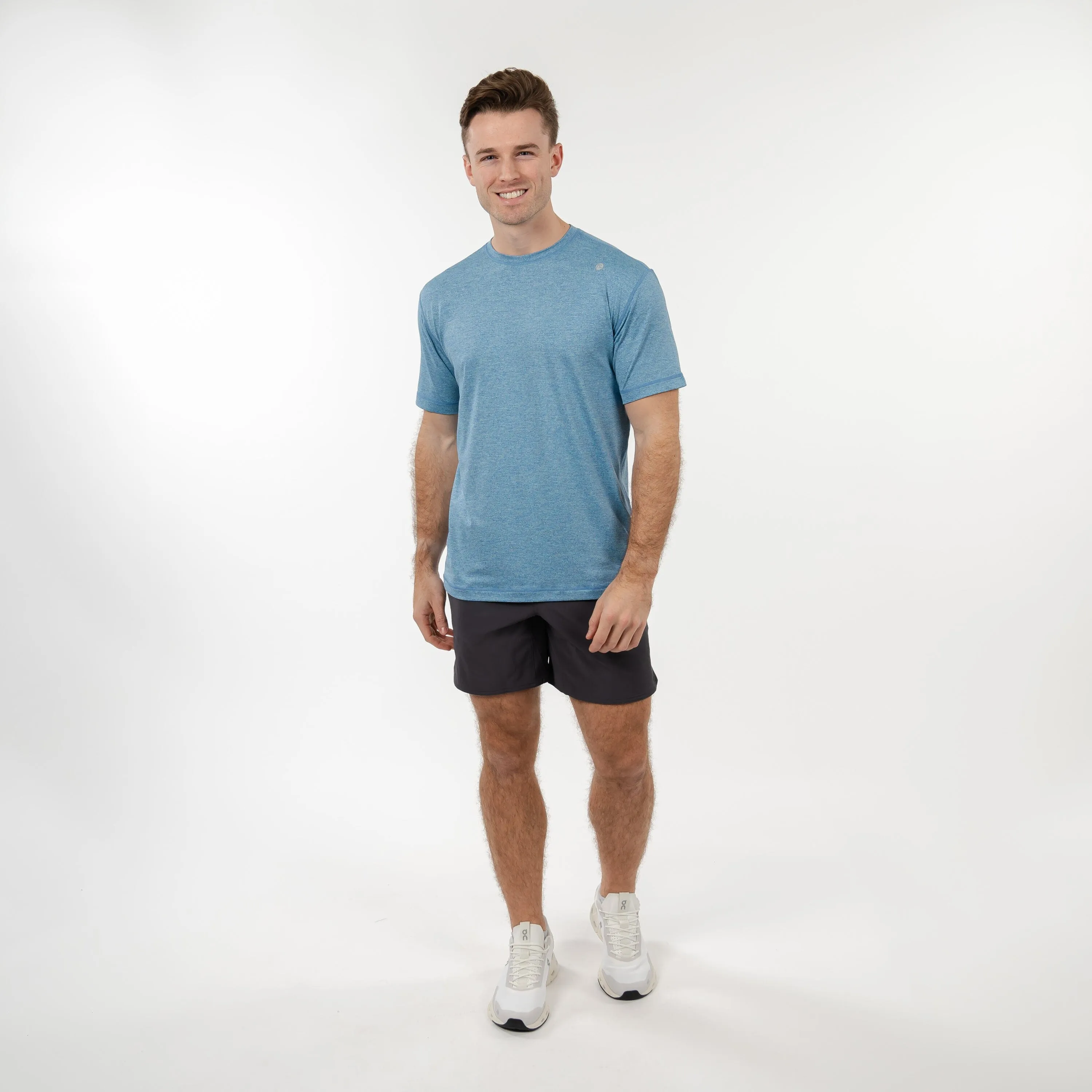 Blitz Tech Tee | Heather - Bay Blue/Mint Green