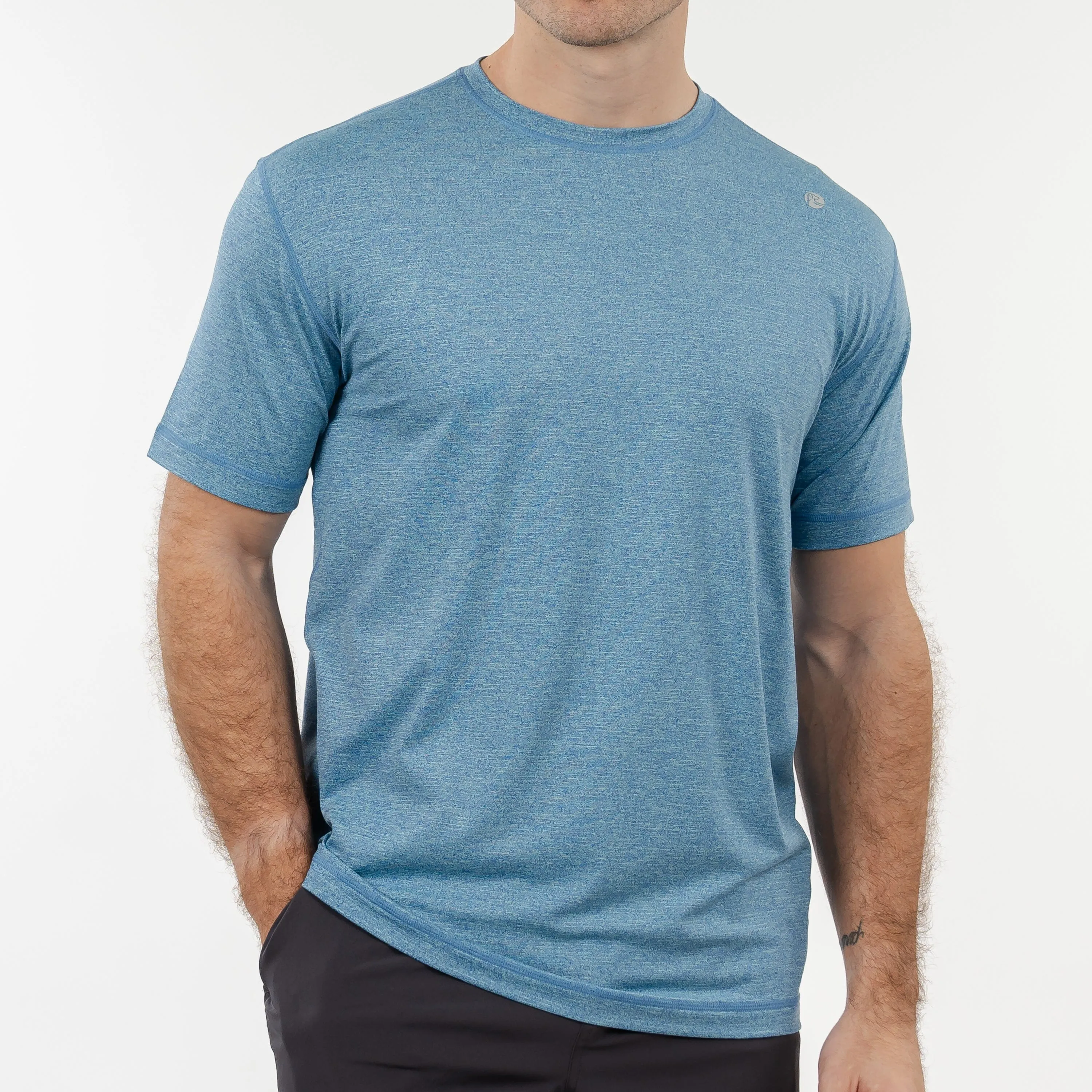 Blitz Tech Tee | Heather - Bay Blue/Mint Green