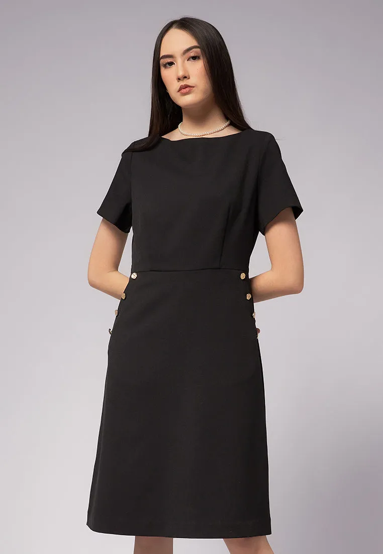 Boat Neck Knee Length Dress