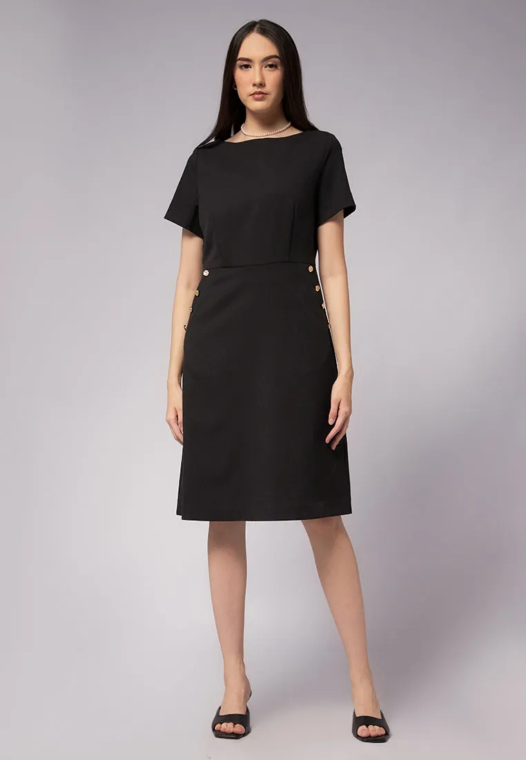 Boat Neck Knee Length Dress