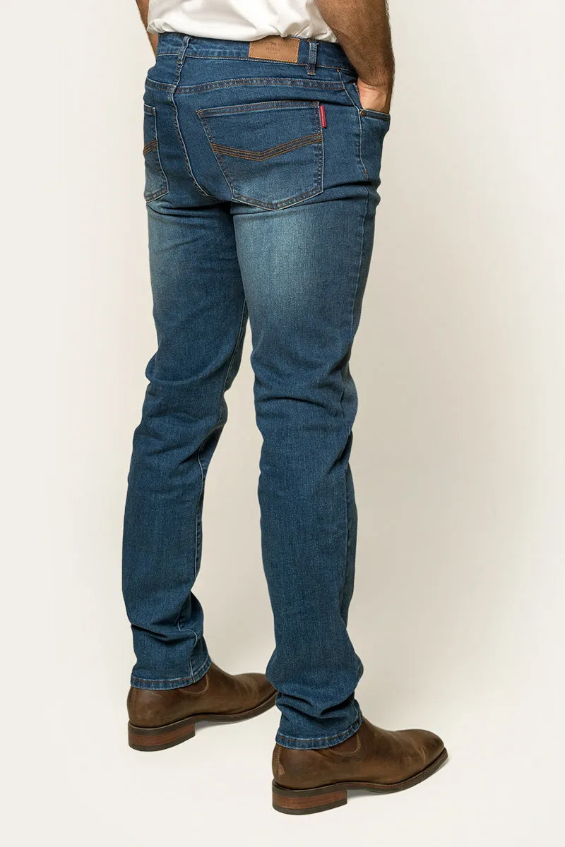 Burke Mens Tapered Slim Leg Jean - Mid Blue