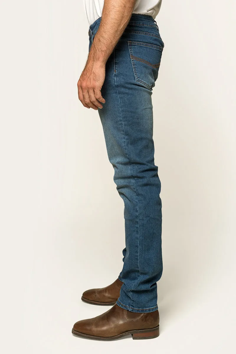 Burke Mens Tapered Slim Leg Jean - Mid Blue