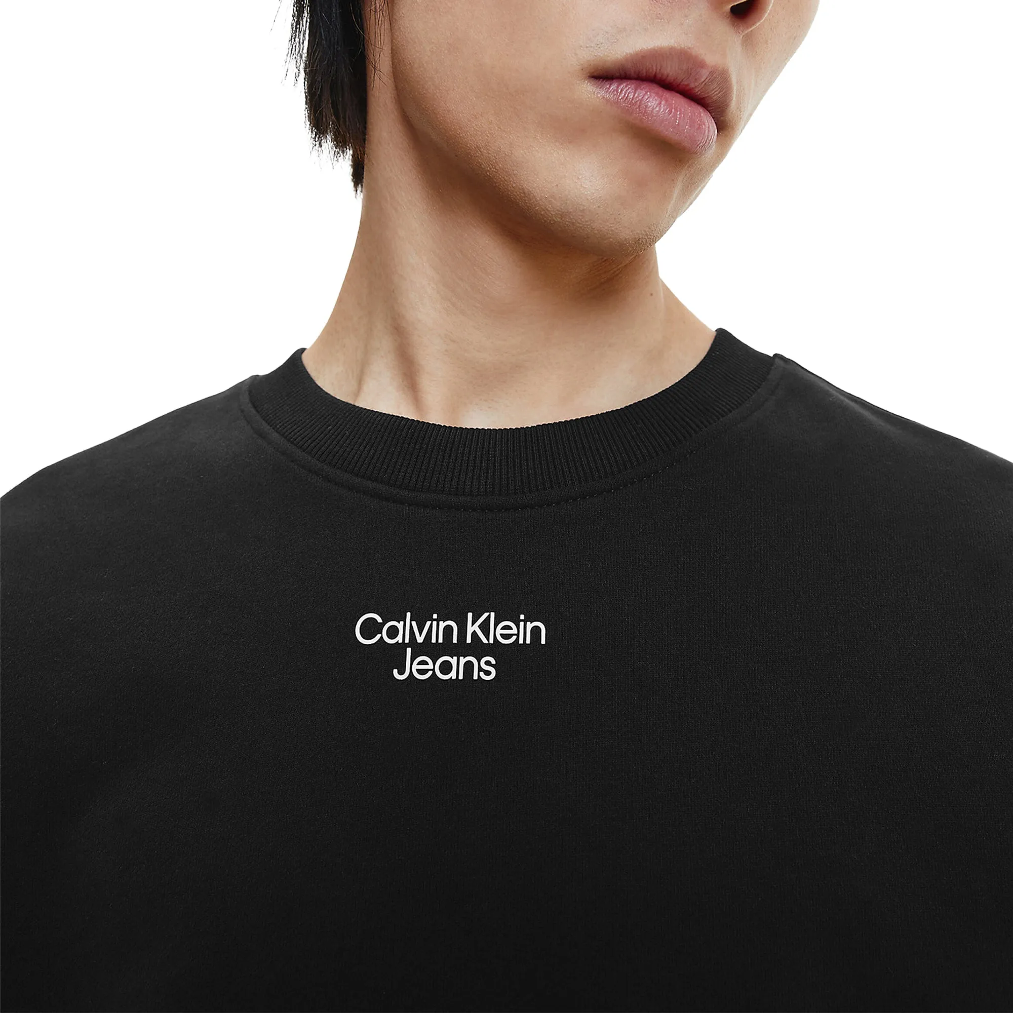 Calvin Klein Stacked Logo Crew Sweat - Black