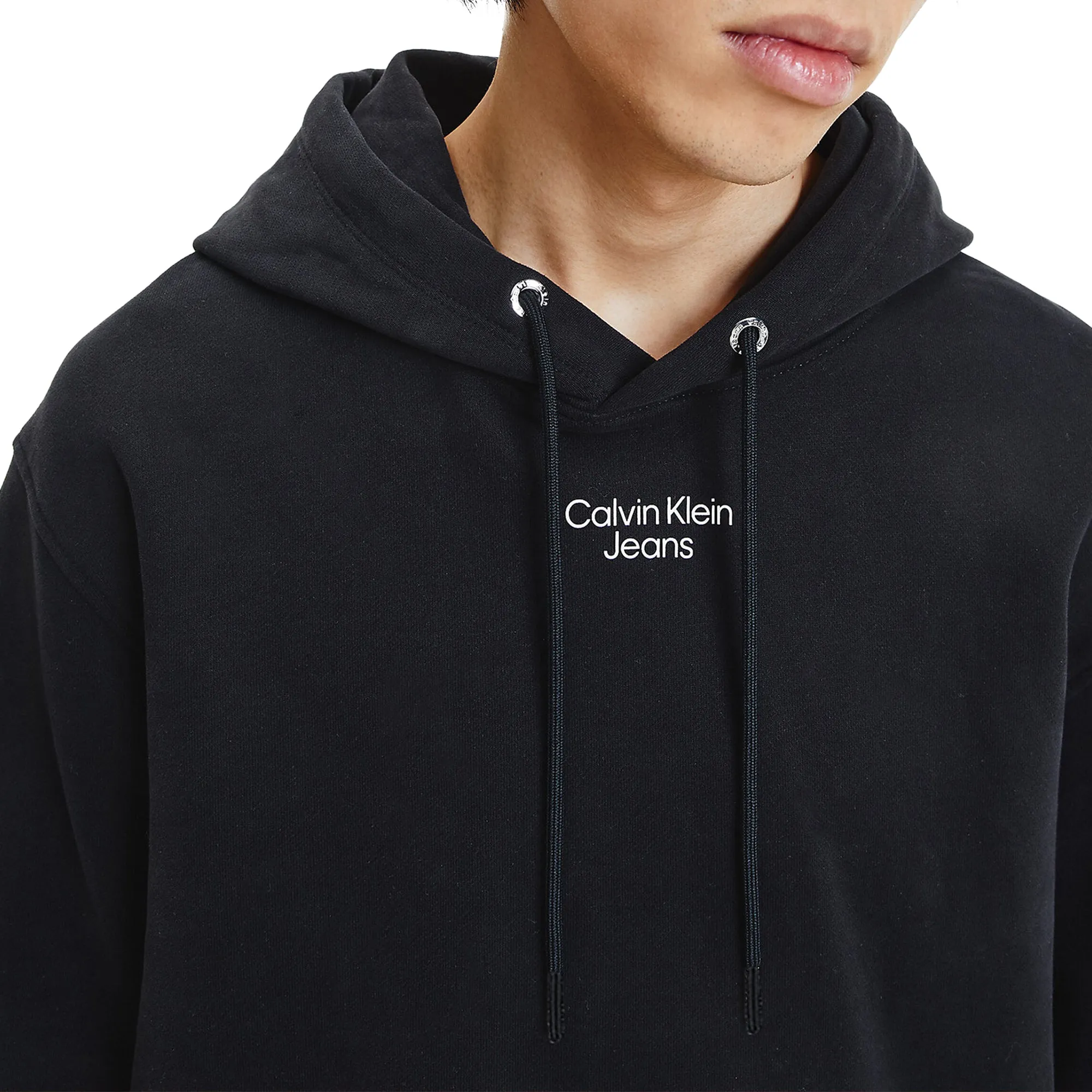 Calvin Klein Stacked Logo Hood - Black