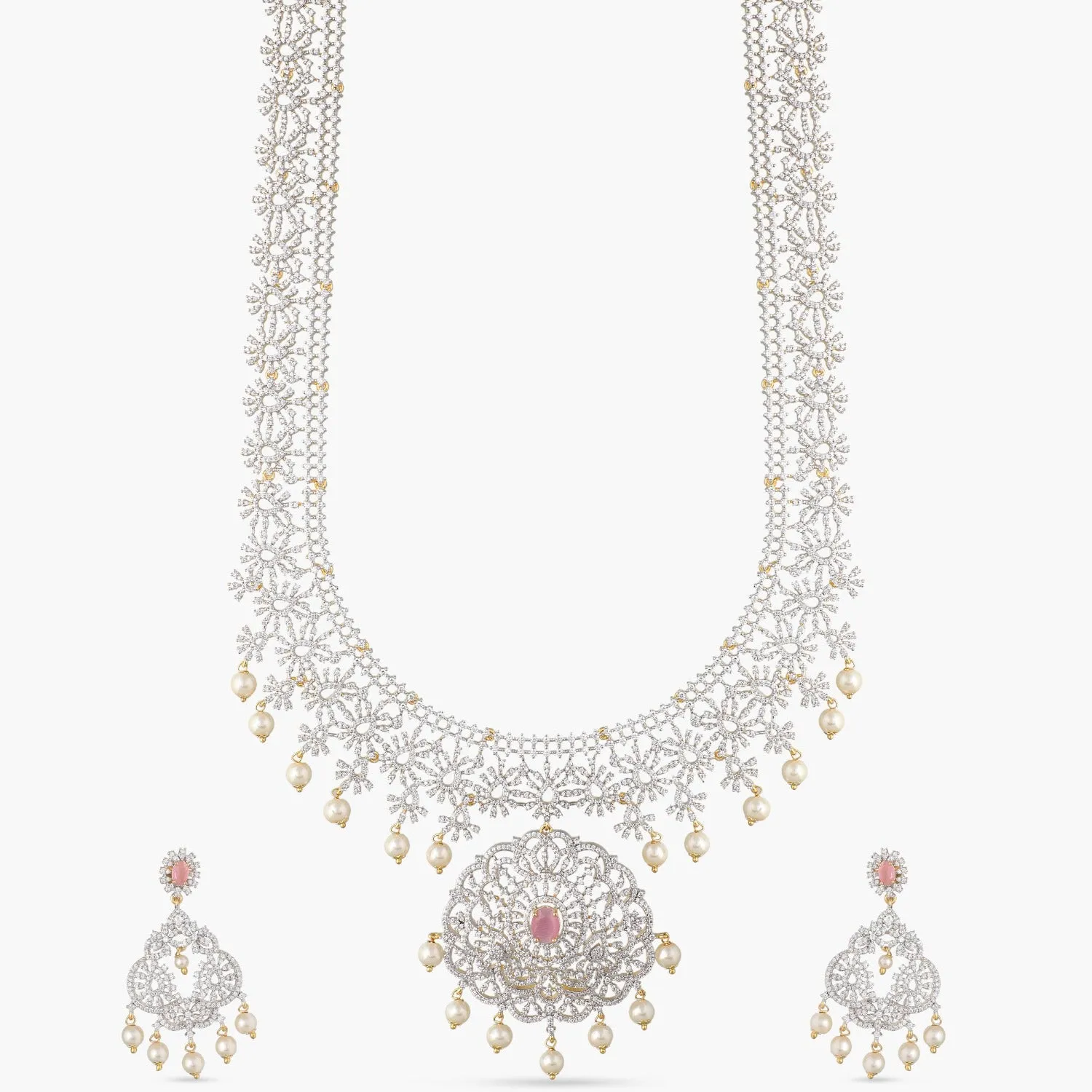 Candri Nakshatra CZ Long Necklace Set