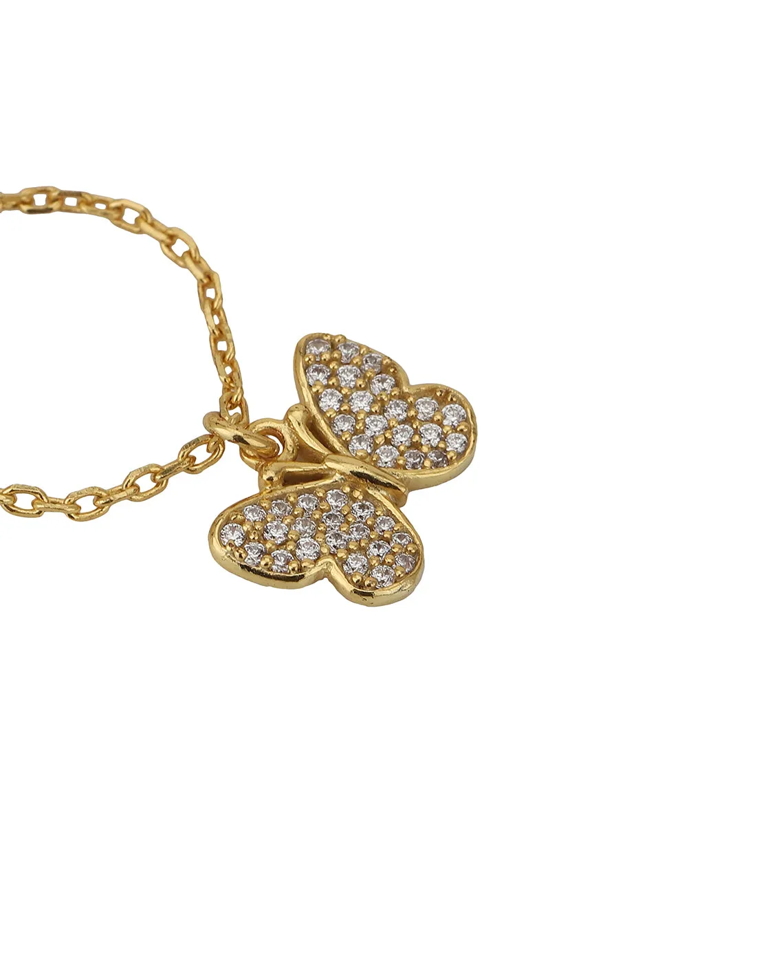 Carlton London Gold Plated Cz Studded Butterfly Shape Watch Charm For Women