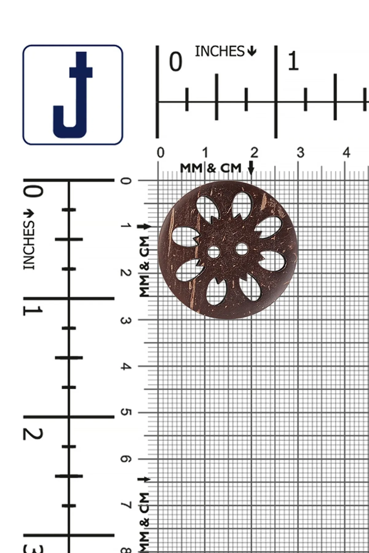 Cutwork Design Round Shape 2-Hole Brown Coco Buttons