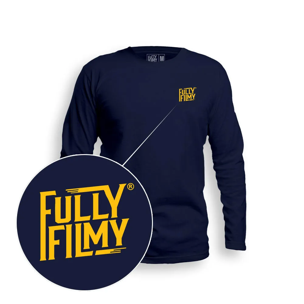 FF Yellow Logo Navy Blue Full Sleeve T-Shirt (Left Pocket)